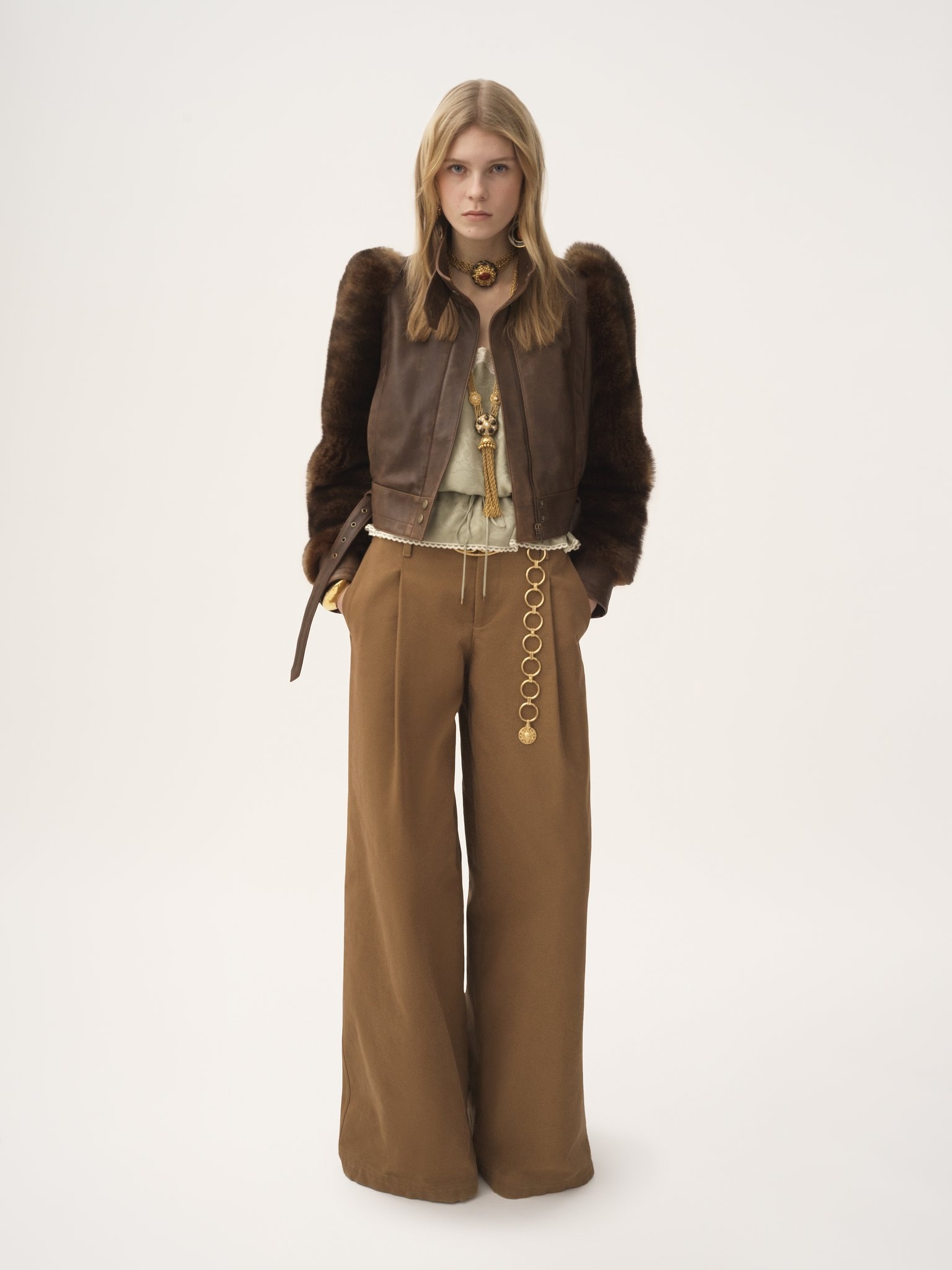 HIGH-RISE WIDE-LEG PANTS IN COTTON CANVAS - 3