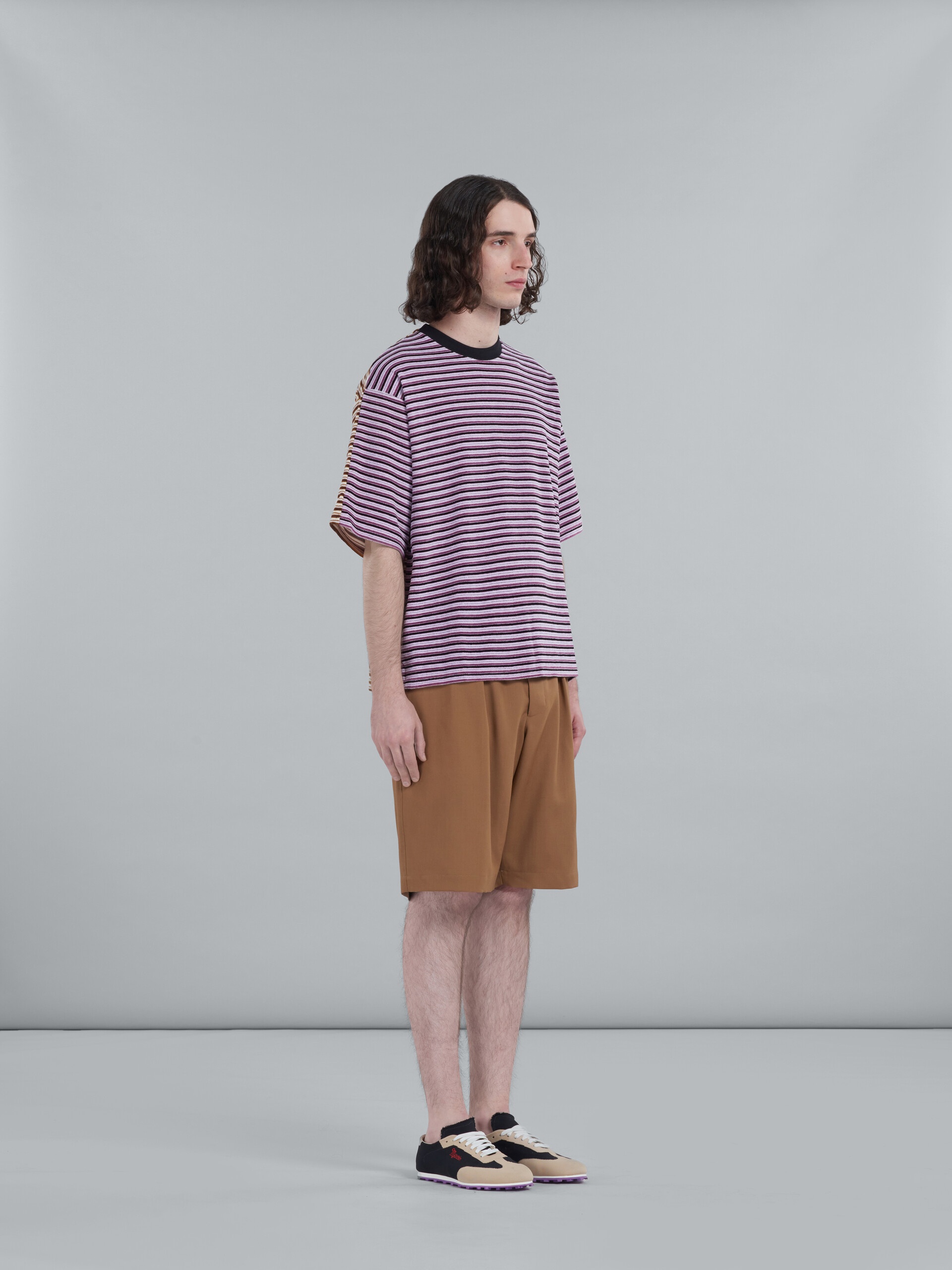 STRIPED VELOUR SHORT-SLEEVED T-SHIRT - 5