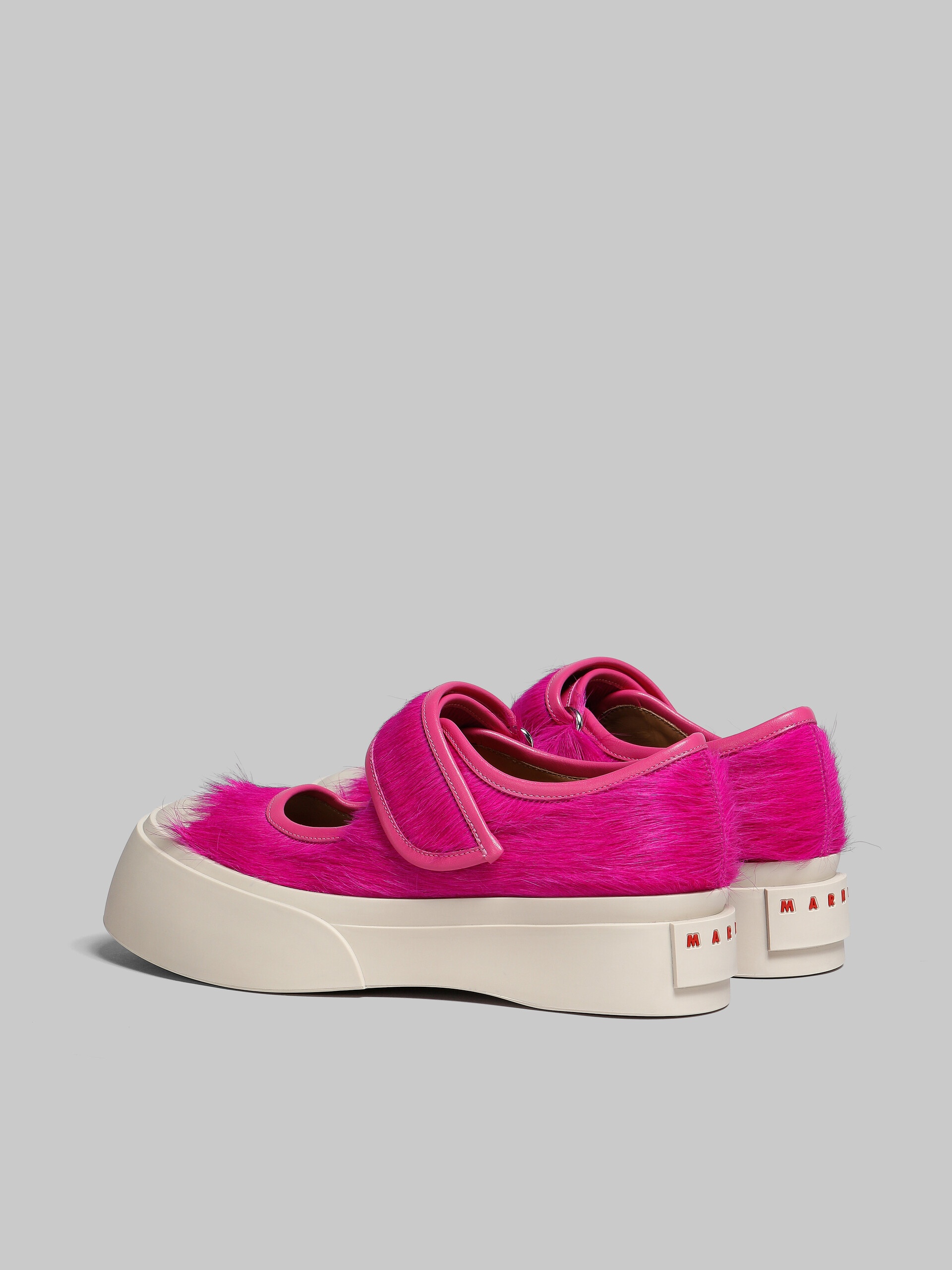 FUCHSIA LONG-HAIR CALFSKIN MARY JANE SNEAKER - 3