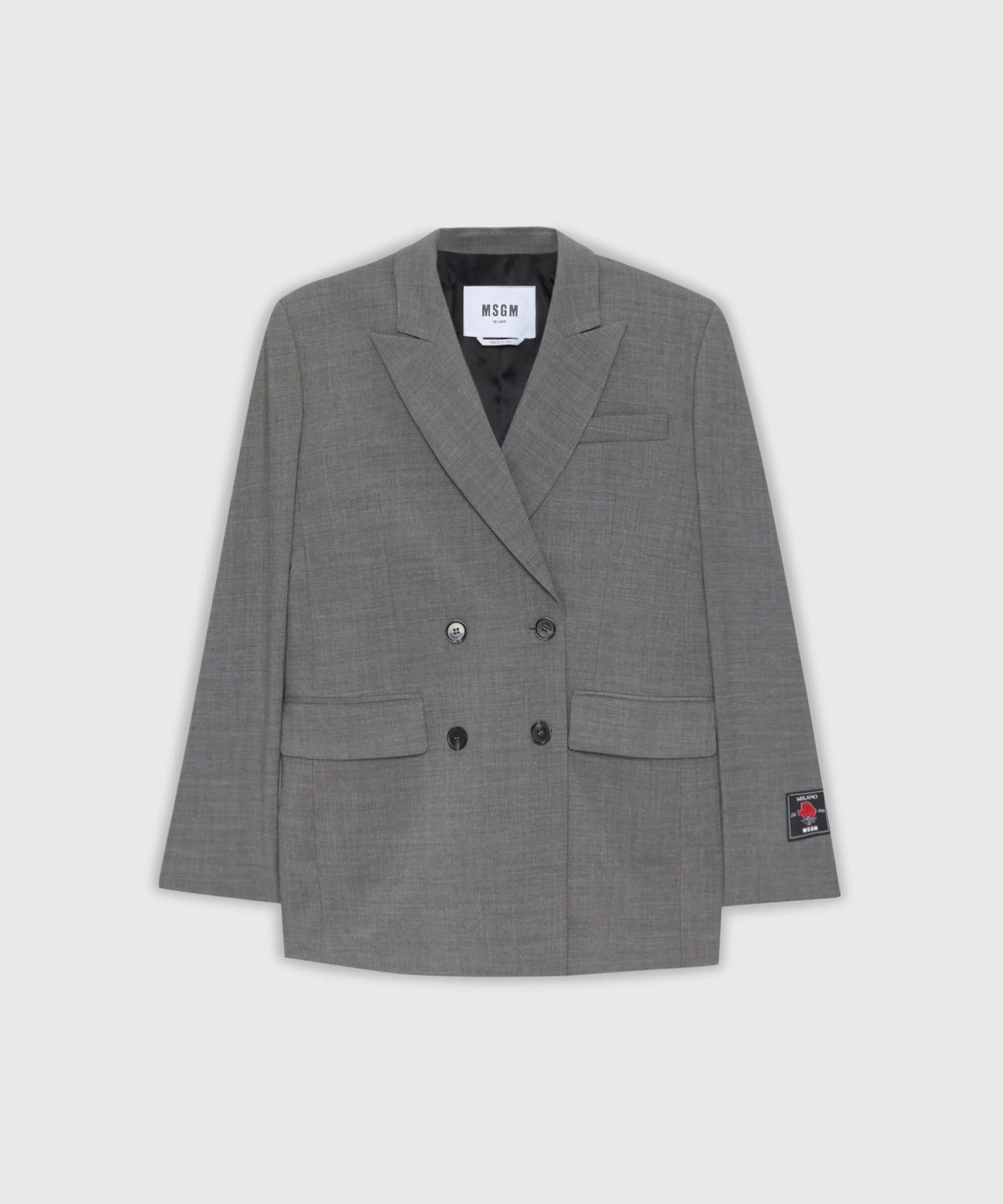 Anthracite double-breasted jacket in cool wool - 1