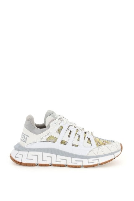 VERSACE White/Grey/Gold Trigreca Sneakers - 1