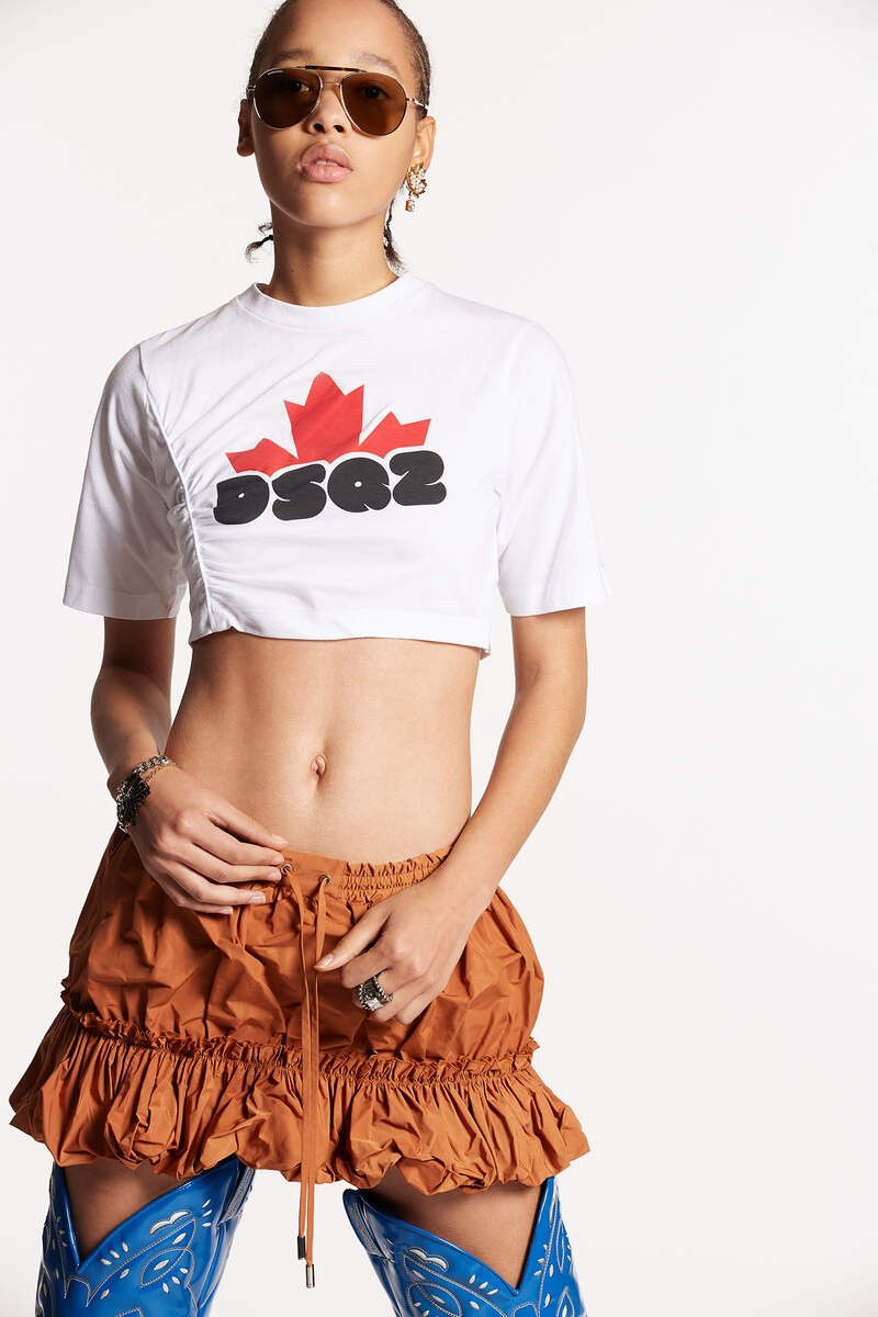 DSQ2 GATHERED CROPPED T-SHIRT 1