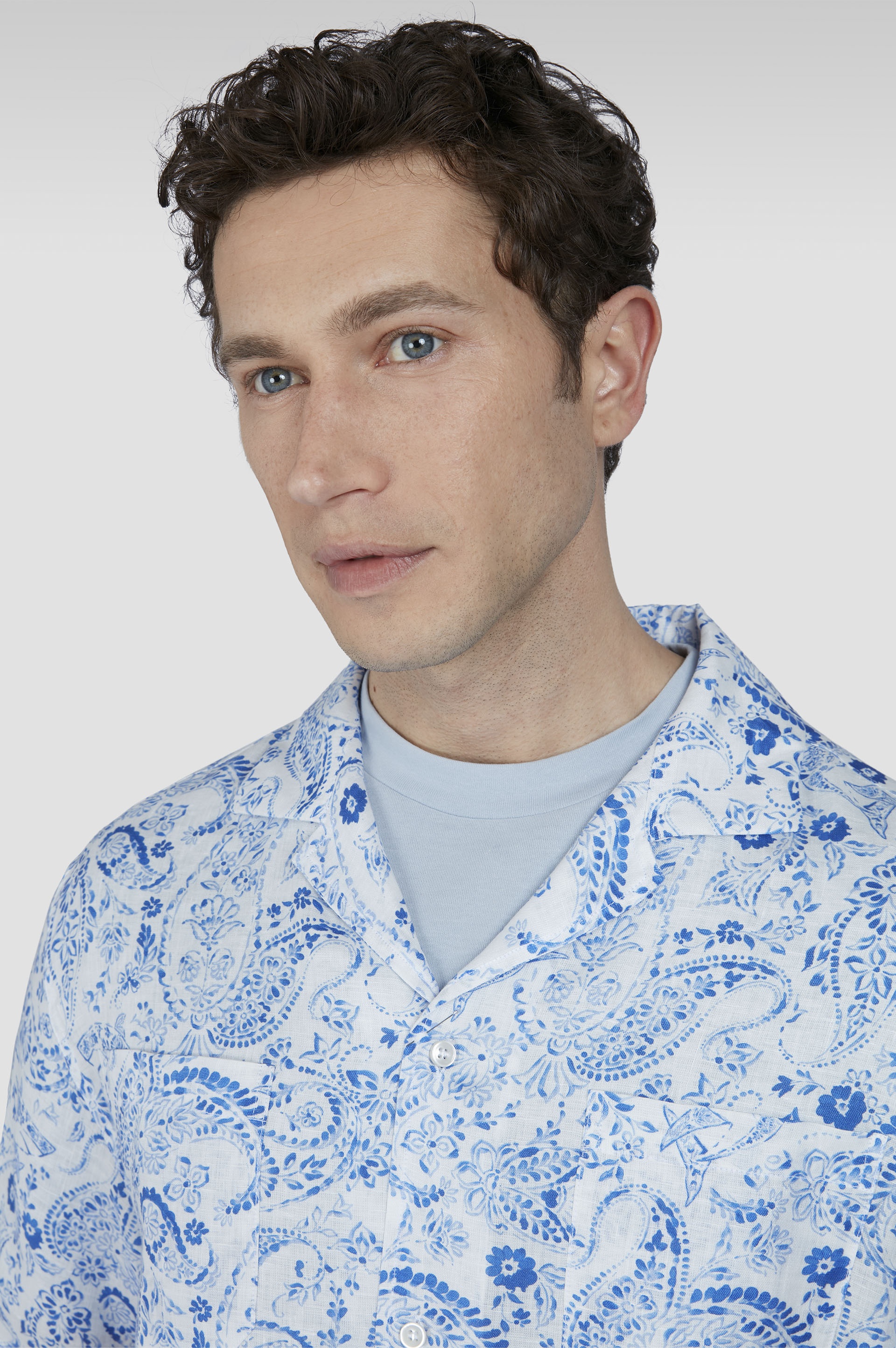 LINEN SHIRT WITH PAISLEY PRINT - 4