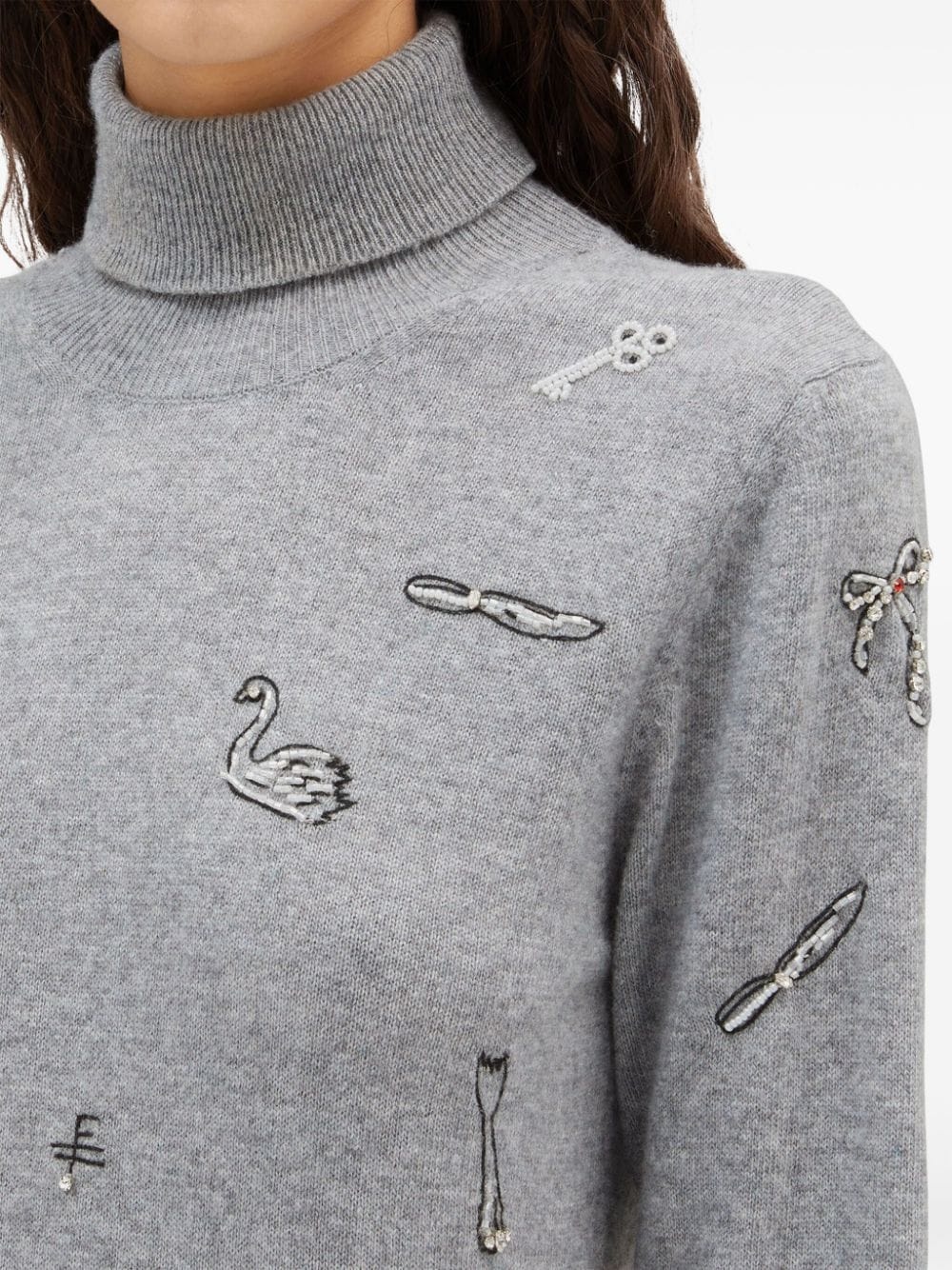 embellished high-neck jumper - 5