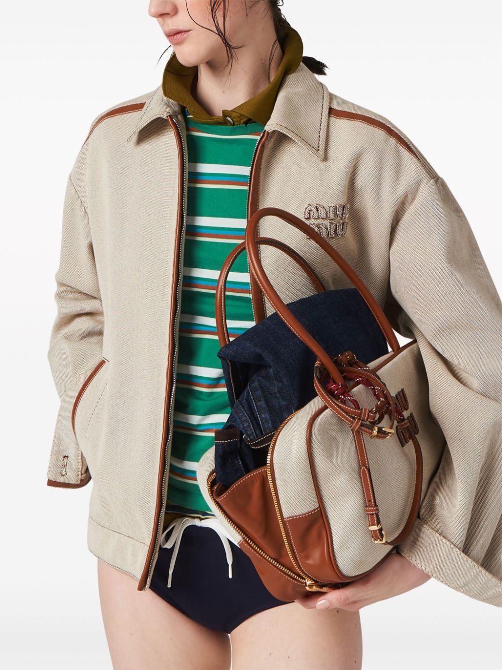 jacquard canvas blouson jacket - 3