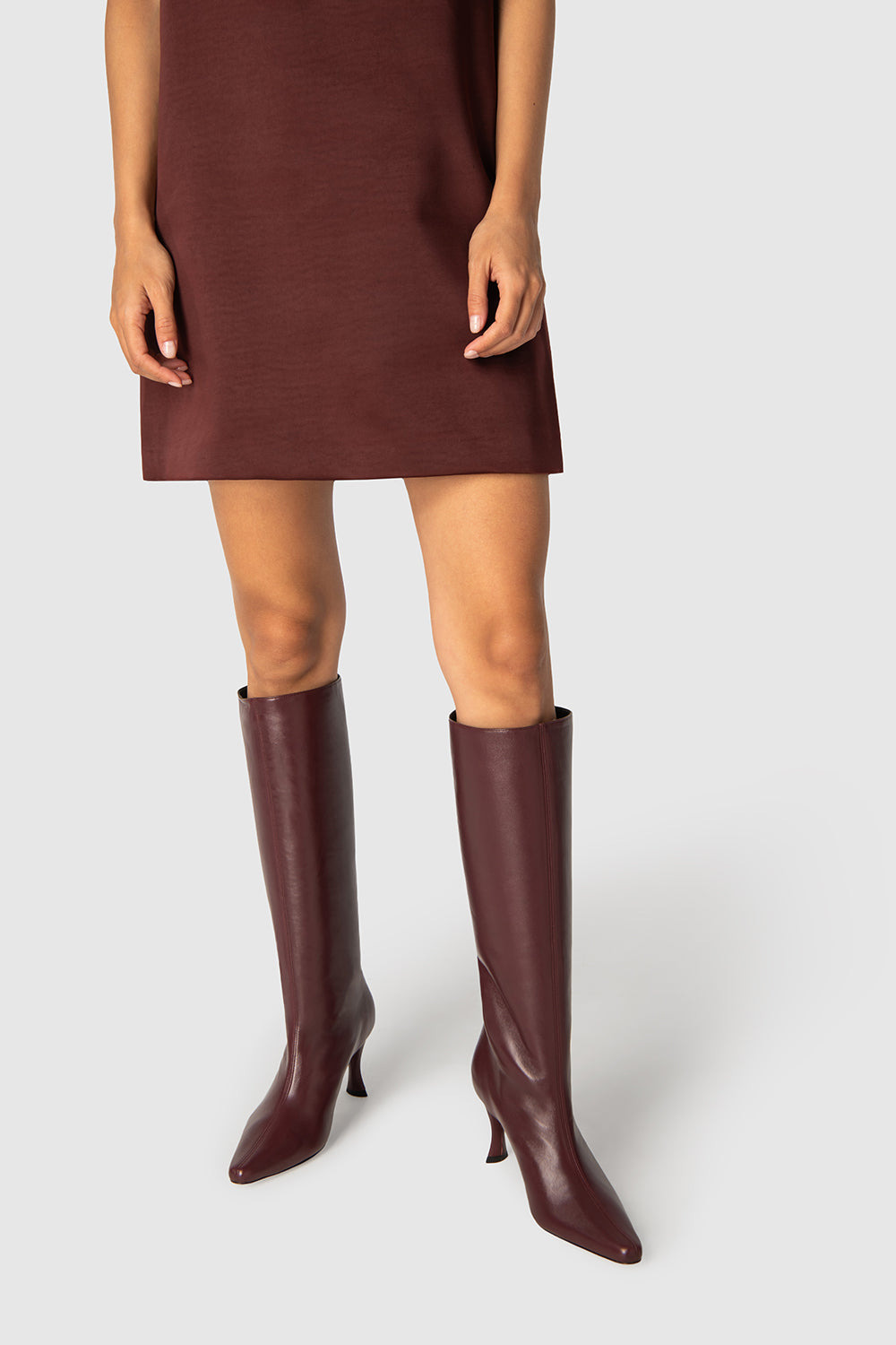 Stevie 42 Sour Cherry Lamb Nappa Leather Knee-High Boot - 5