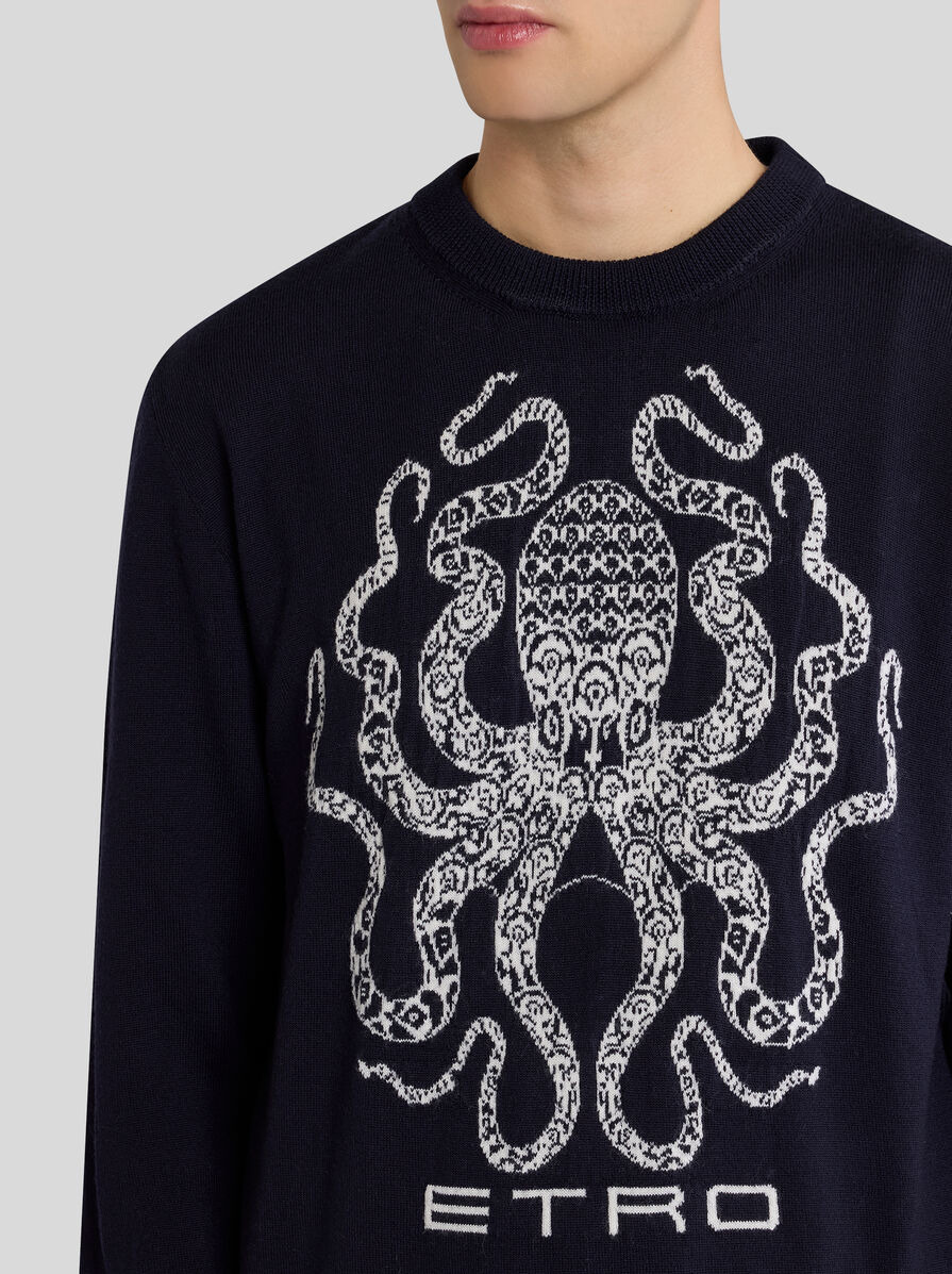 WOOL JUMPER WITH OCTOPUS AND LOGO - 3