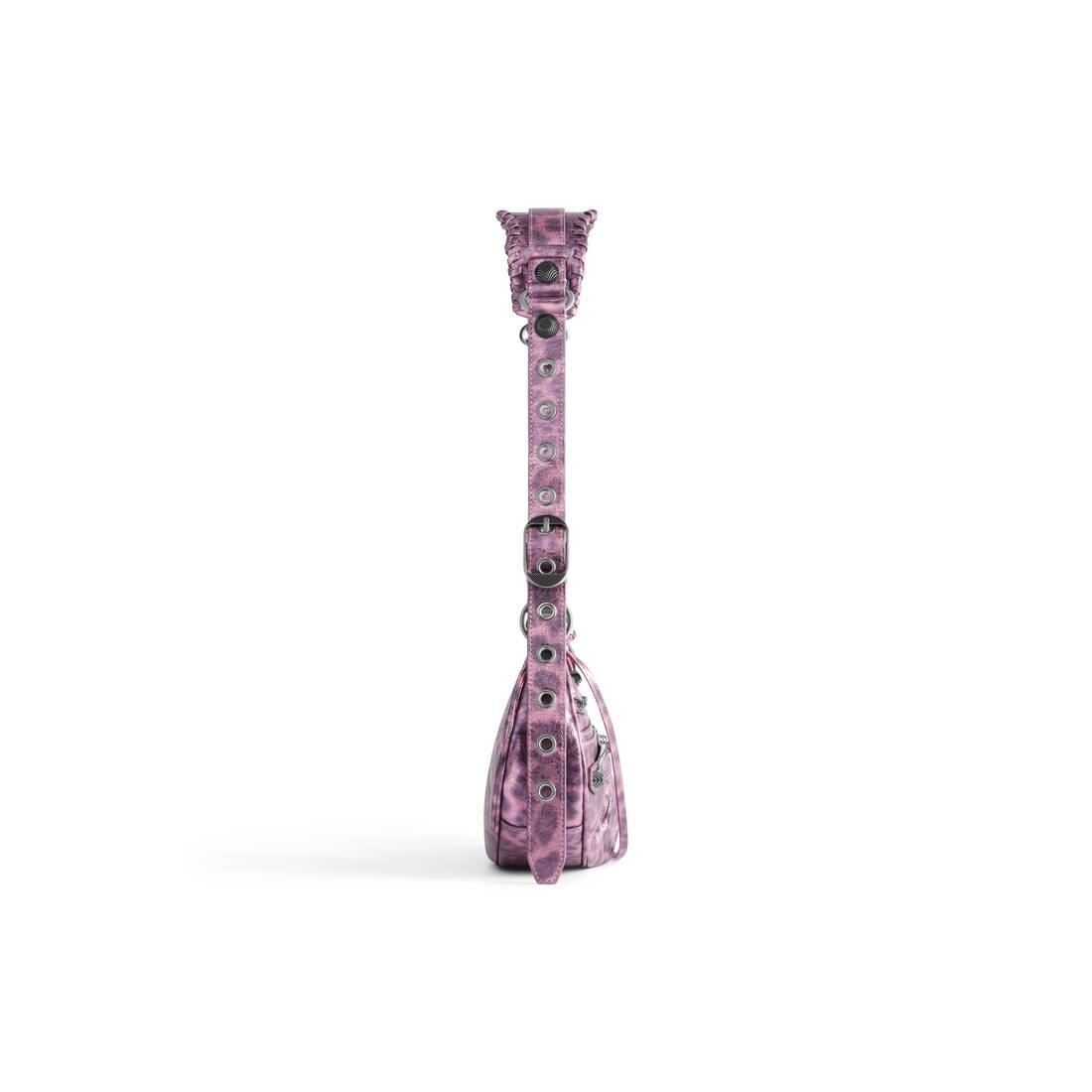 Women's Le Cagole Xs Shoulder Bag Metallized With Leopard Print  in Pink - 3