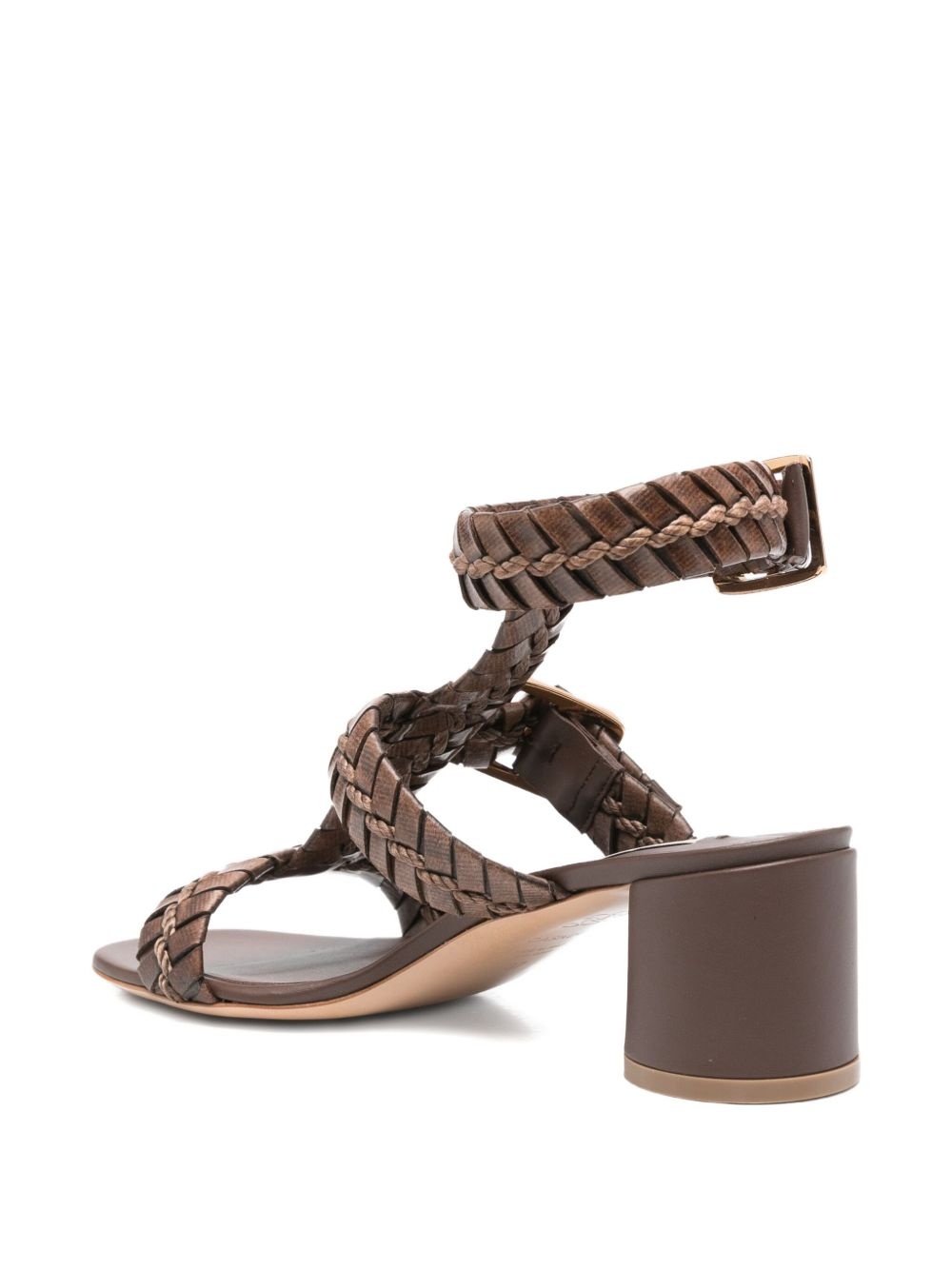 50mm braided leather block-heel heeled sandals - 3