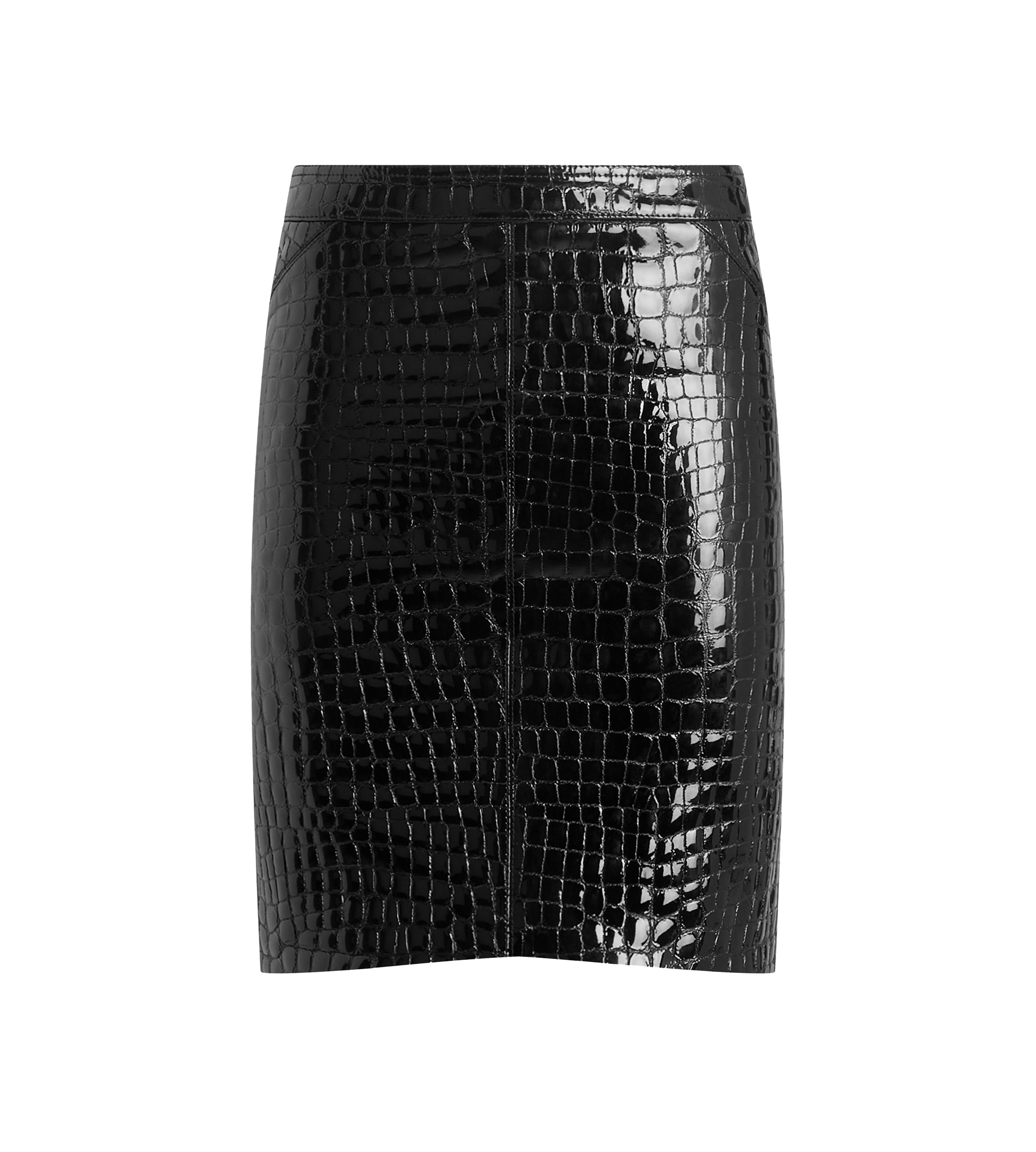 GLOSSY CROCO EMBOSSED GOAT LEATHER SKIRT - 1