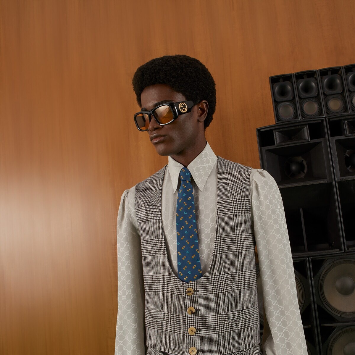 Double G and flowers silk jacquard tie - 3