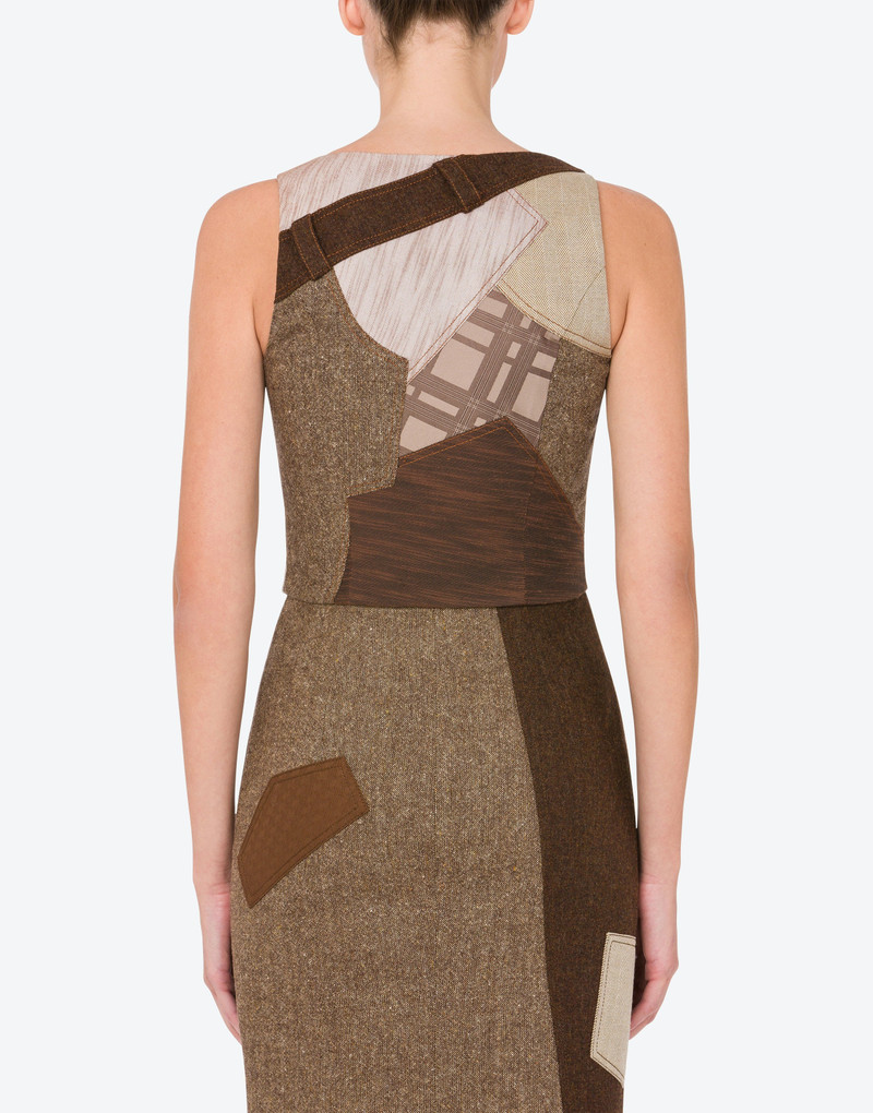 PATCHWORK WOOL CROPPED GILET 3