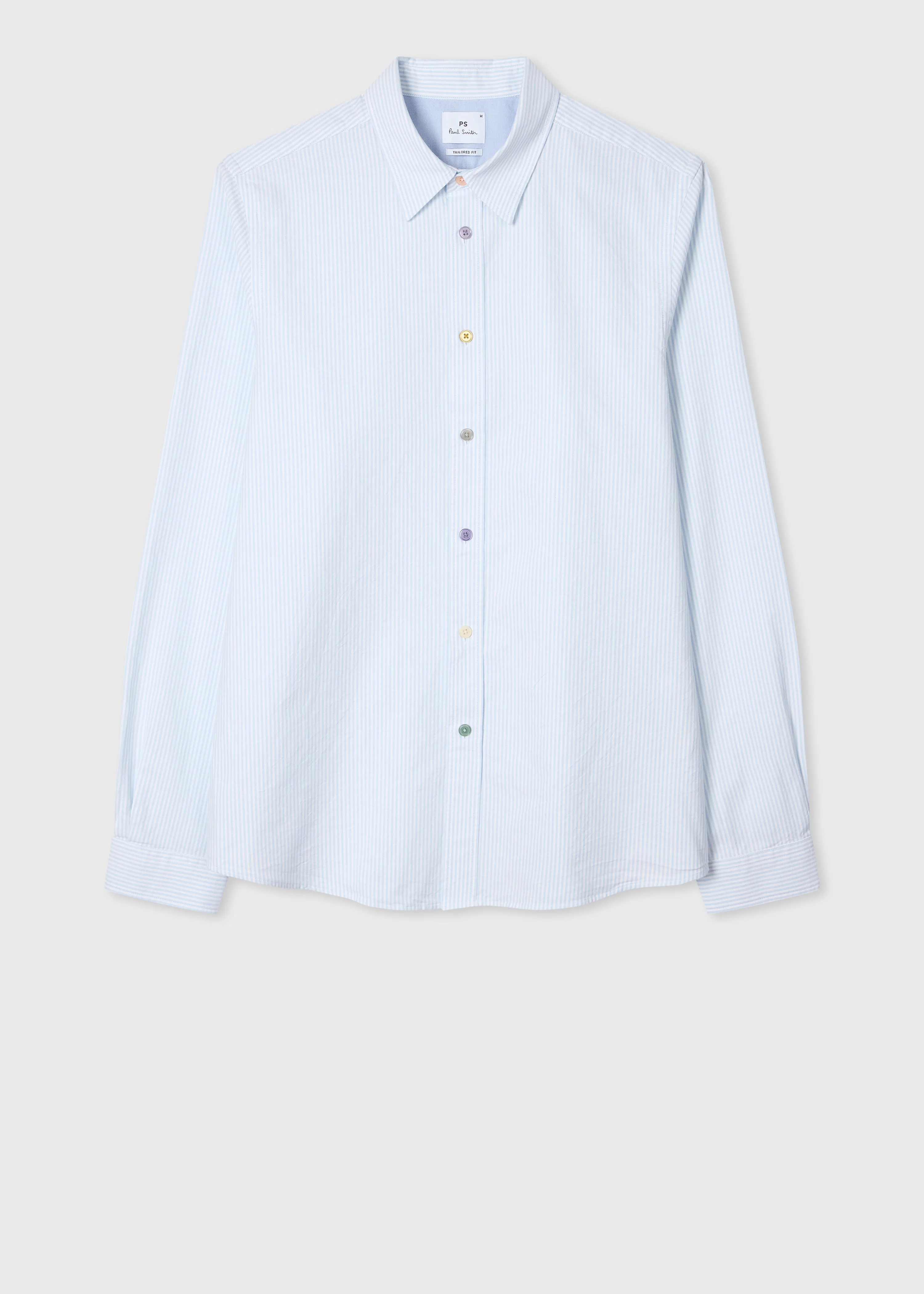 Tailored-Fit Blue Stripe Oxford Shirt - 1