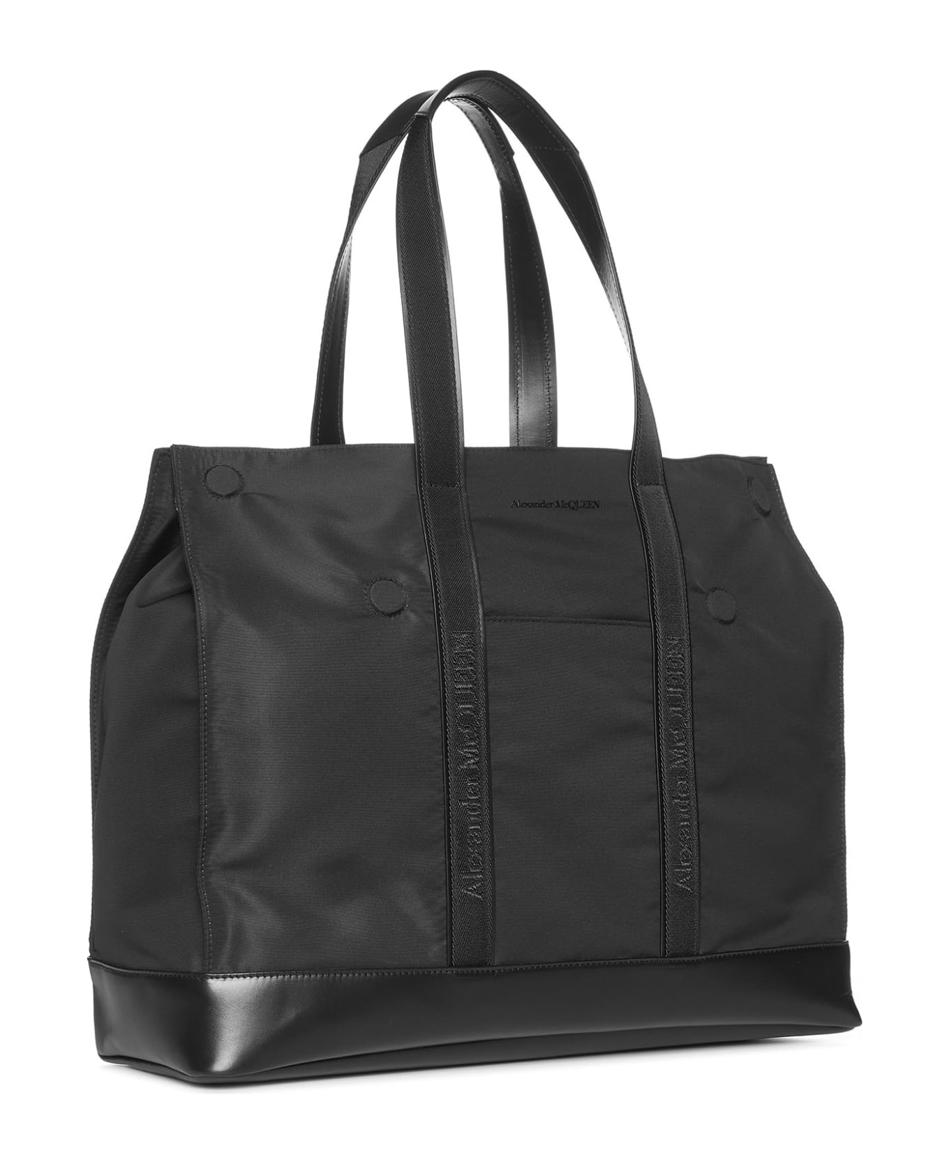 Black Nylon And Leather De Manta Tote Bag - 2