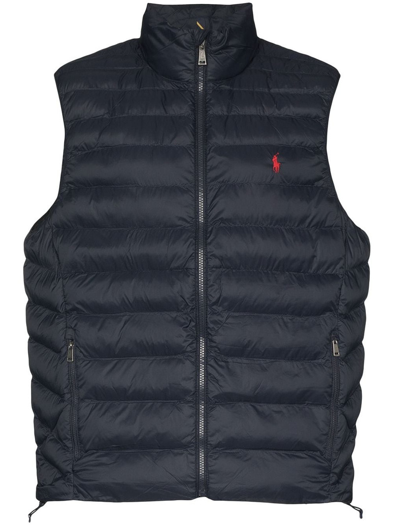logo-embroidered puffer gilet 1