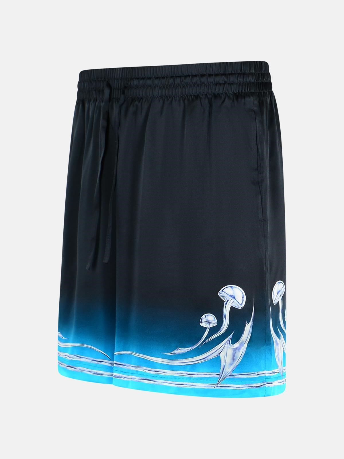 BLACK SILK BERMUDA SHORTS - 2