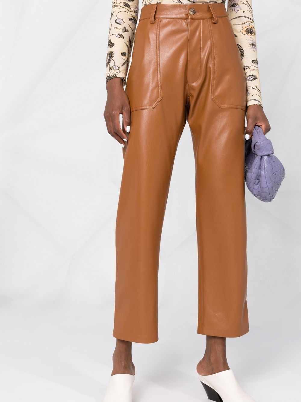 faux-leather straight-leg trousers - 5