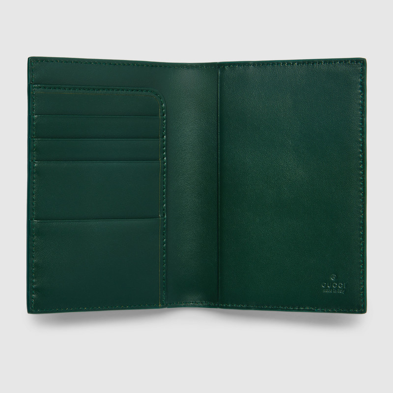 GUCCI Green interior GG passport case outlook