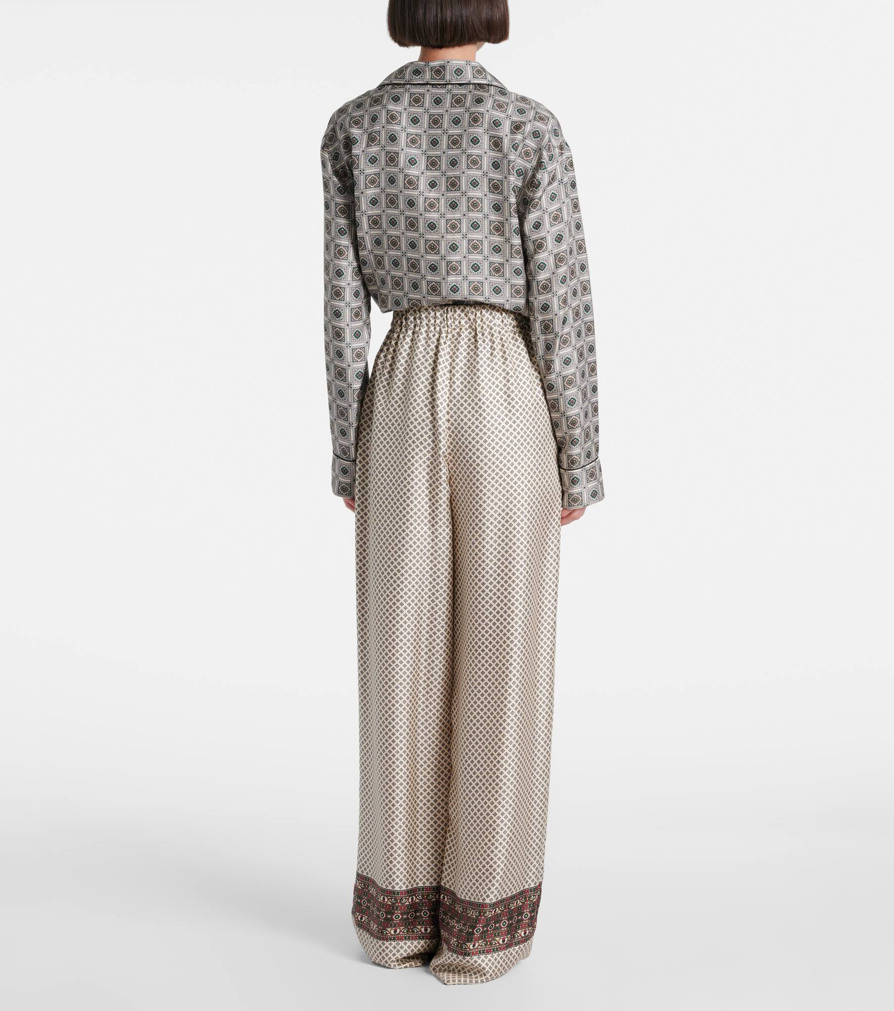 Valerio printed silk twill wide-leg pants - 3