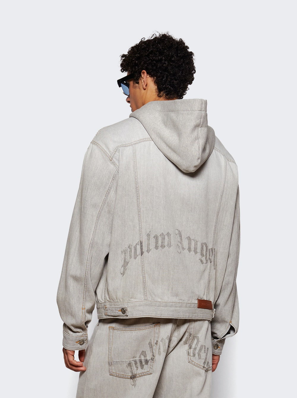 Curved Logo Denim Jacket Light Grey - 4