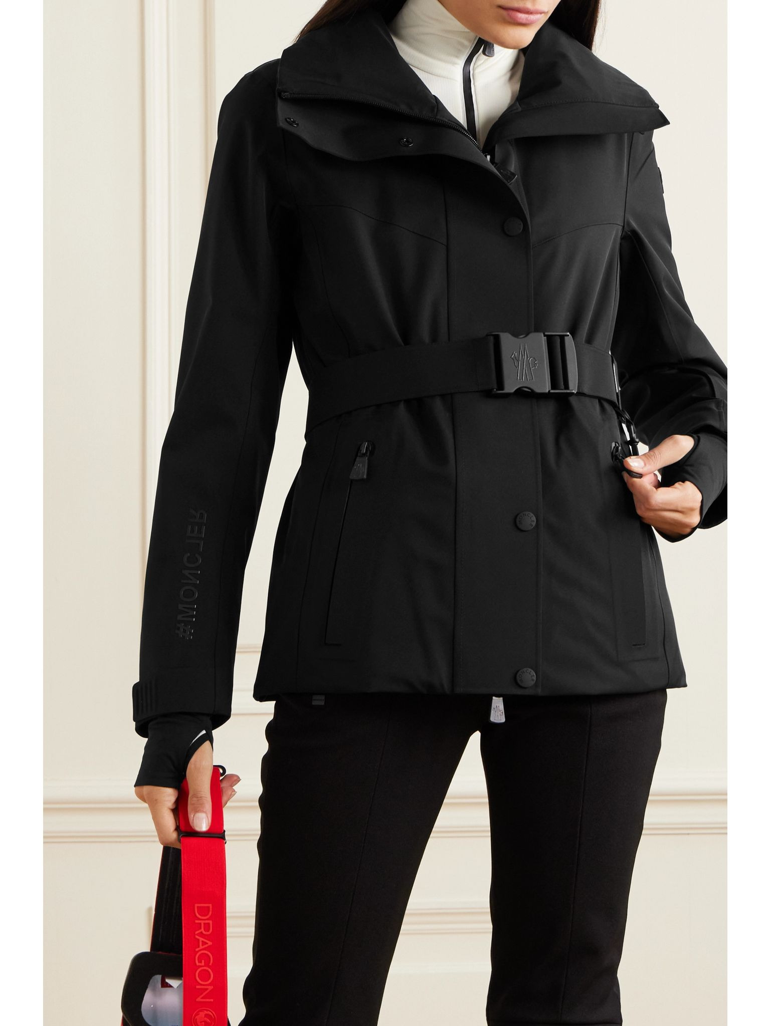 Hainet belted stretch-twill ski jacket Black - 3