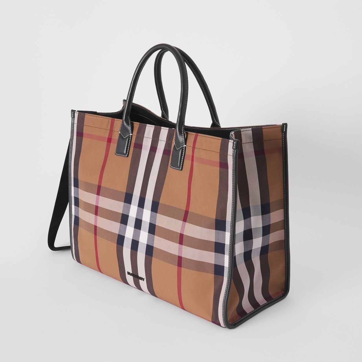 Check Cotton Canvas Tote - 5