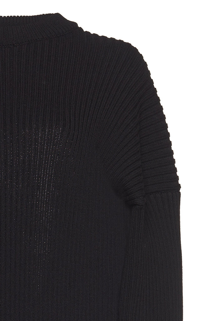 Open-Back Knitted Wool-Blend Midi Dress black - 5