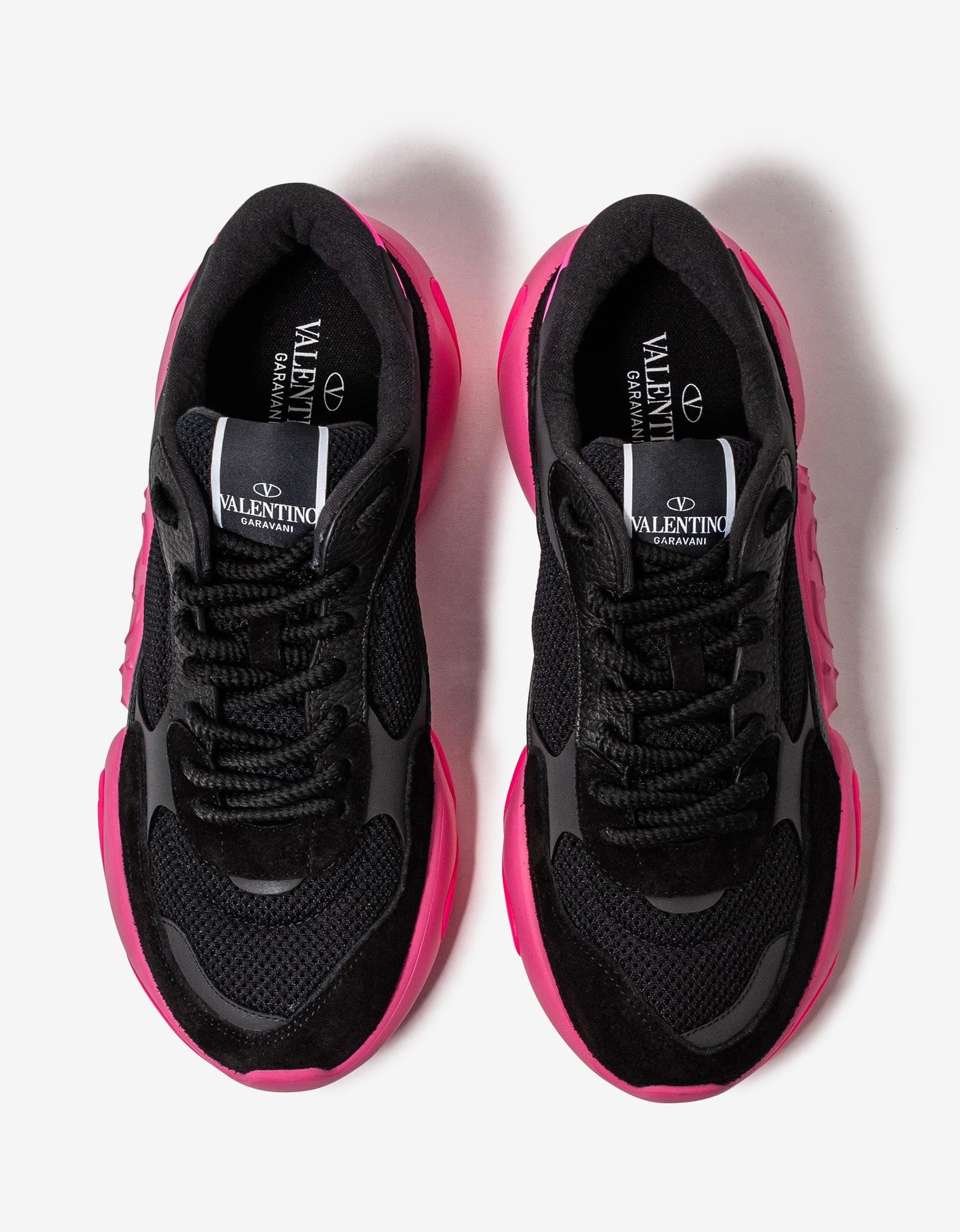 Valentino Black Bubbleback Mesh and Suede Trainers - 3