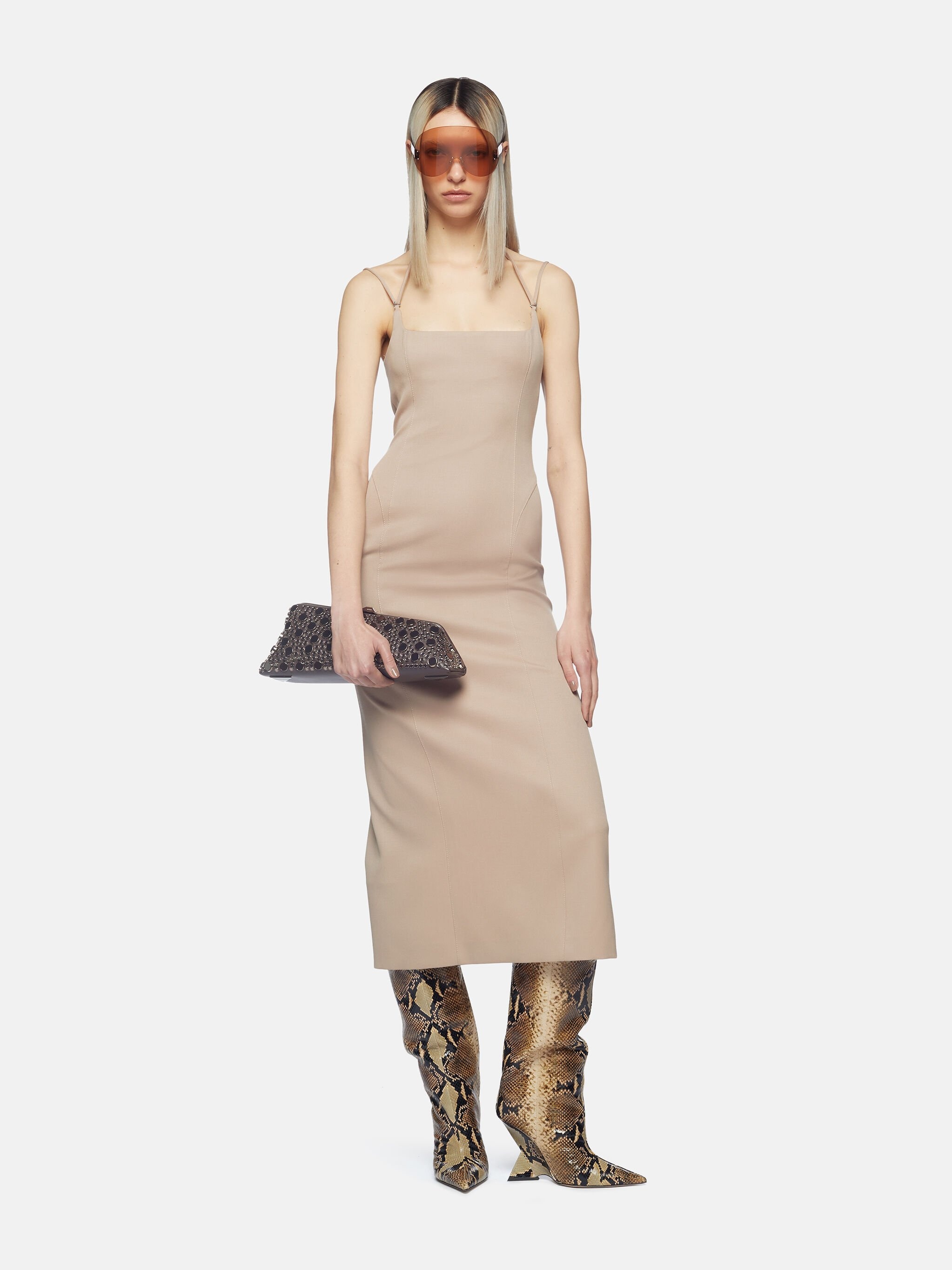 ワンピース The Attico MIDI DRESS THE ATTICO Asymmetric embellished jersey midi dress | NET-A