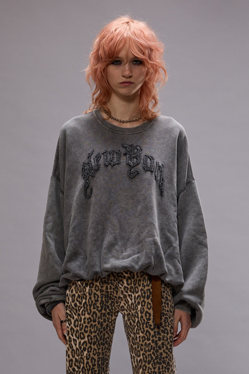 R13 NEW YORK BALLOON CREWNECK - ACID GREY outlook
