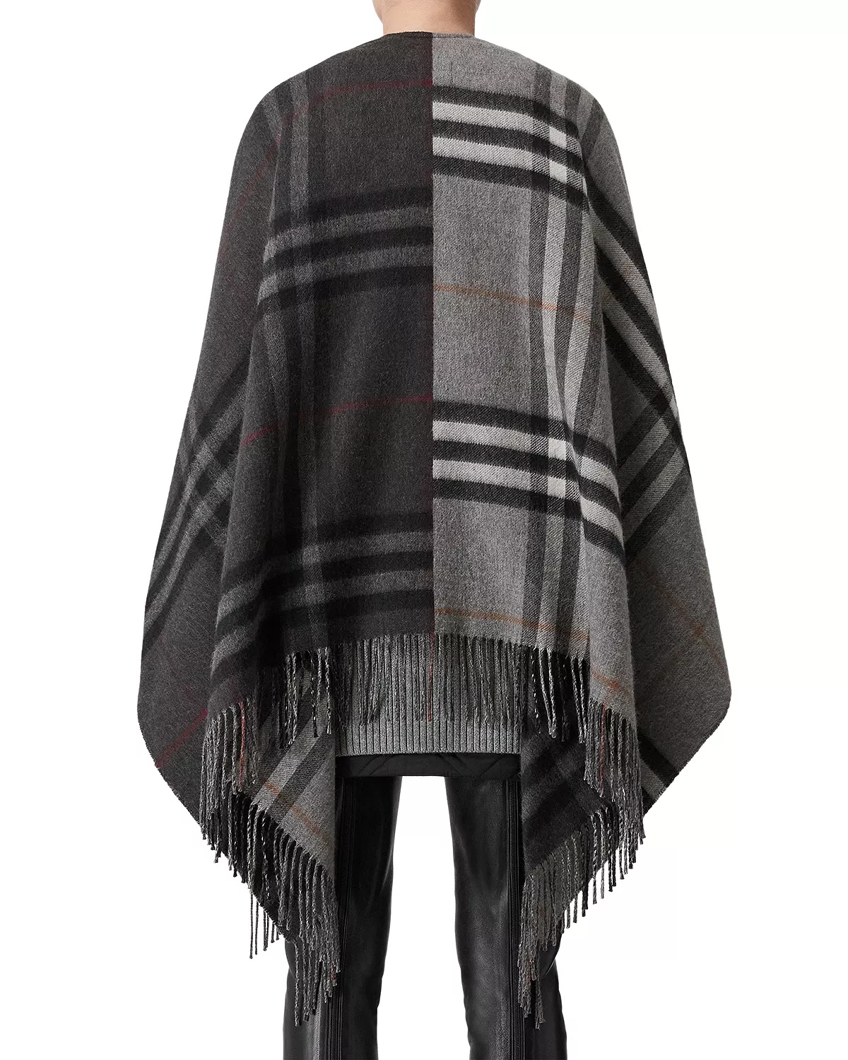 Contrast Check Jacquard Cape - 3