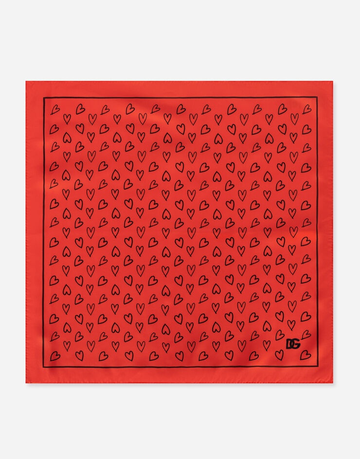 Heart-print silk bandanna - 1
