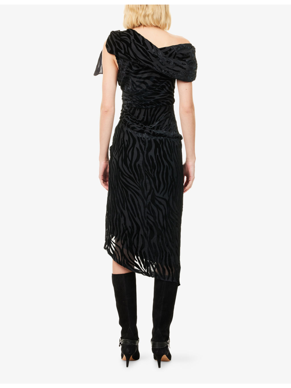 Atrium Cyane Draped Woven Midi Dress - 4