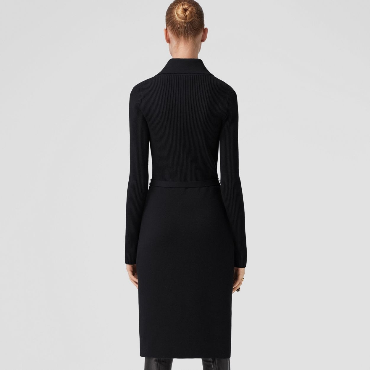 Monogram Motif Rib Knit Wool Dress - 4