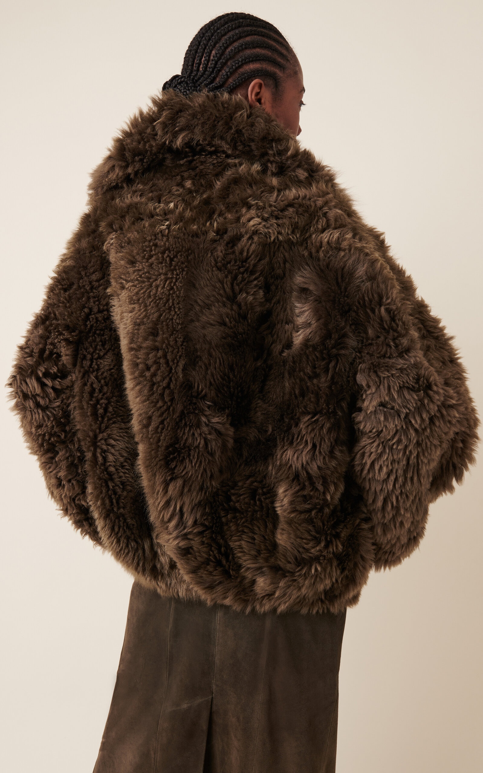 Shearling Suede Coat olive - 4