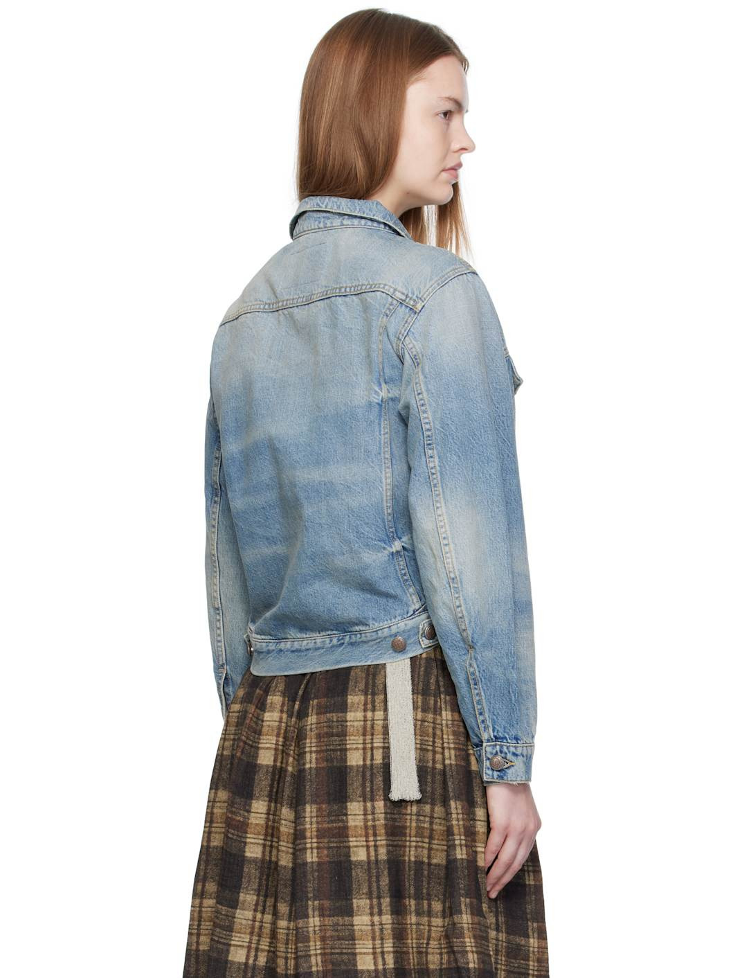 Blue Wrap Around Denim Trucker Jacket - 3