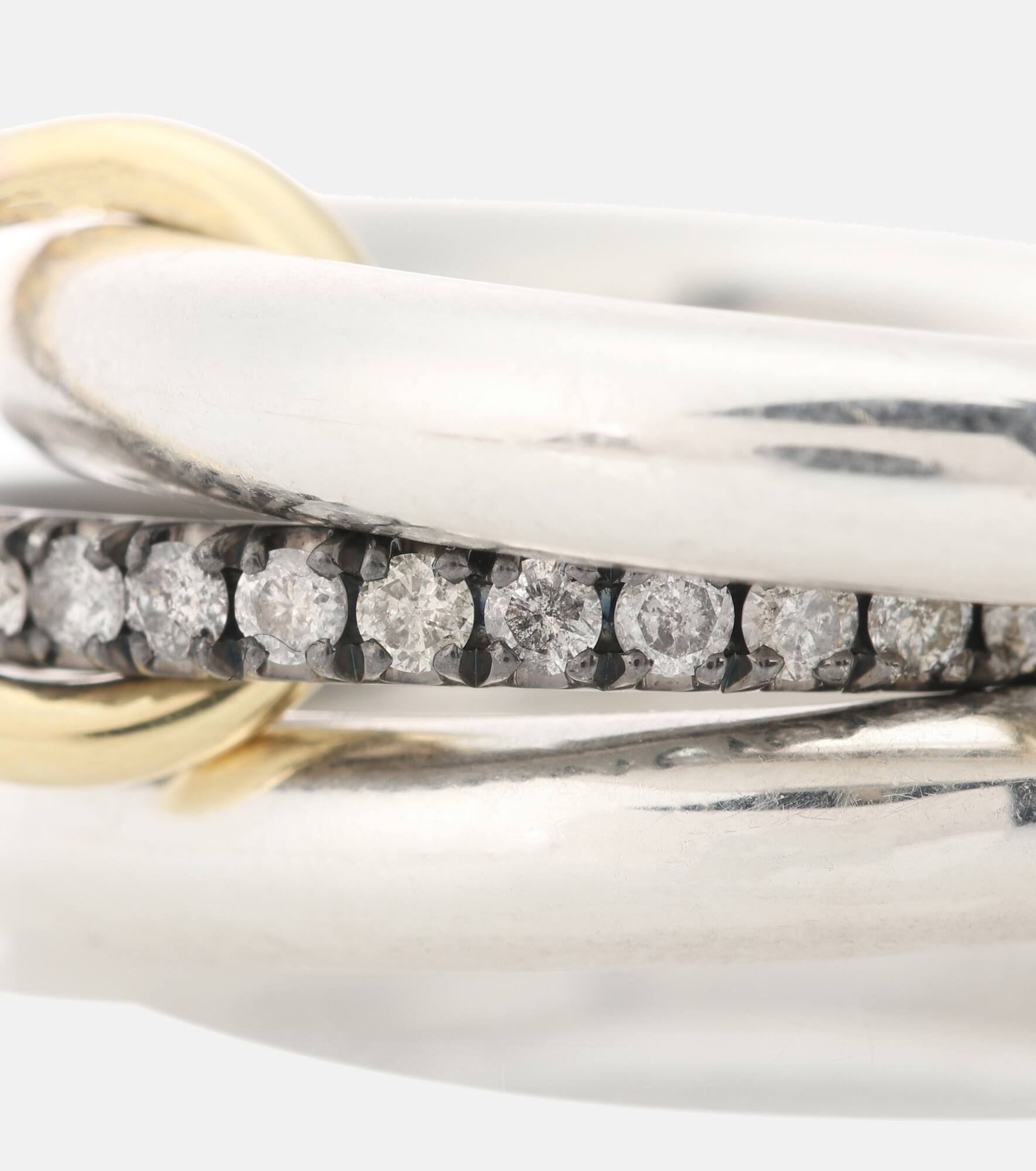 Libra Noir sterling silver and 18kt gold rings with diamonds - 6