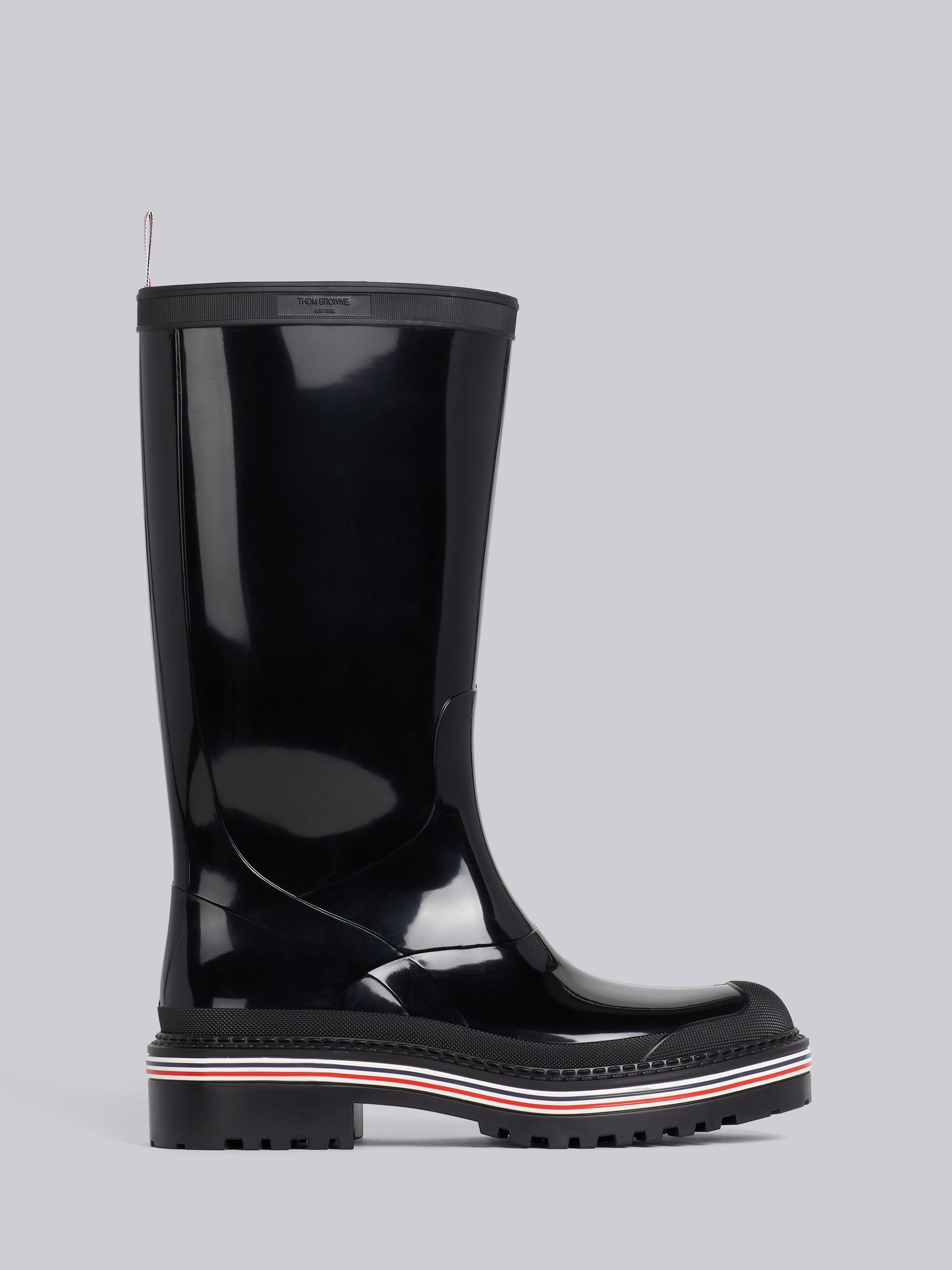 Molded Rubber Stripe Mid Calf Rain Boot - 1