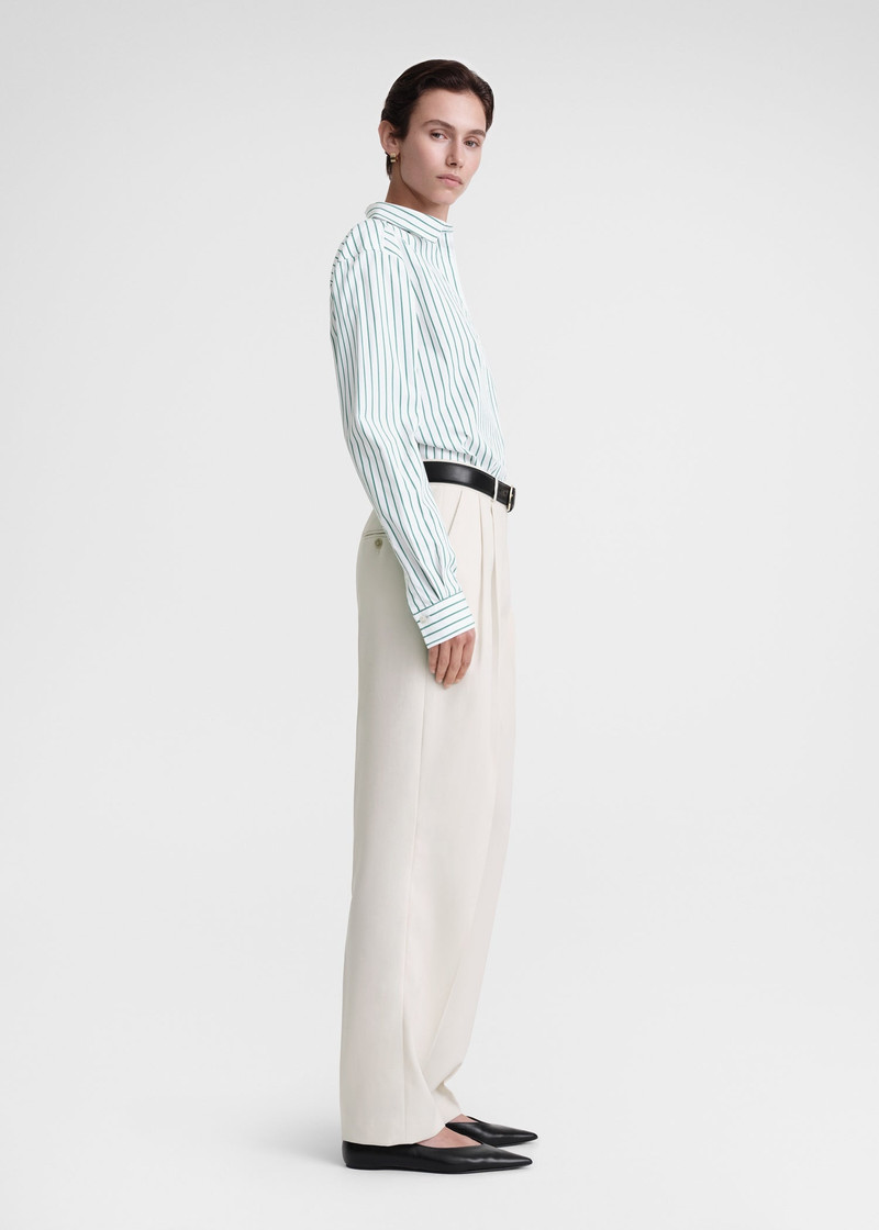 Signature cotton shirt white/green 3