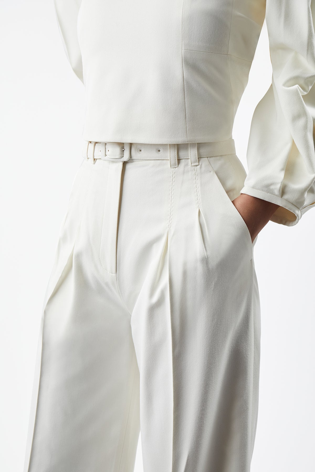 Vargas Pant in Ivory Washed Silk - 5