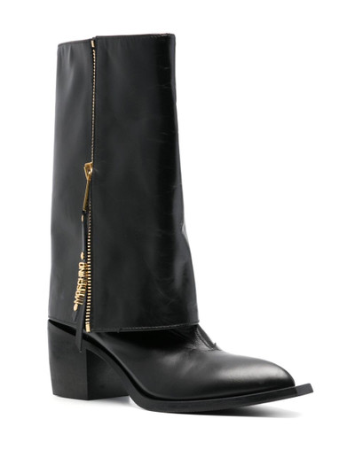 Moschino 70mm foldover leather cowboy boots outlook