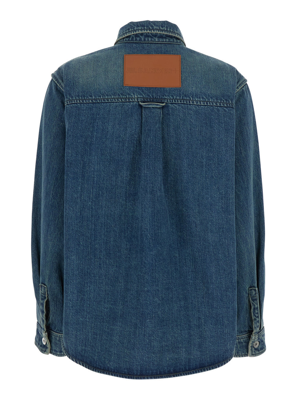 Jil Sander Women Blue Shirt With Classic Collar And Logo Patch On The Rear In Denim Woman - 2