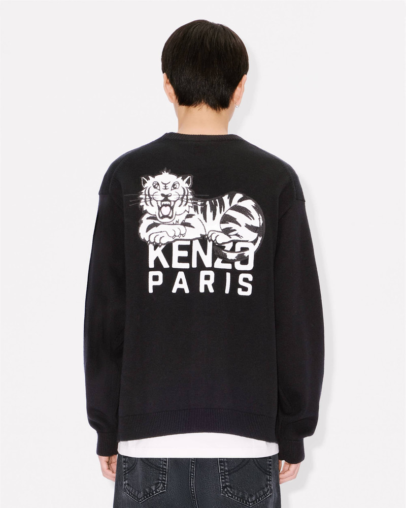 'KENZO Happy Tiger' embroidered cardigan in cotton merino wool 4