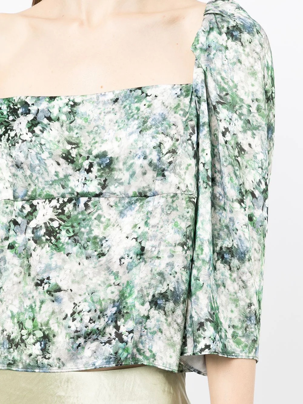 floral-print square-neck blouse - 5