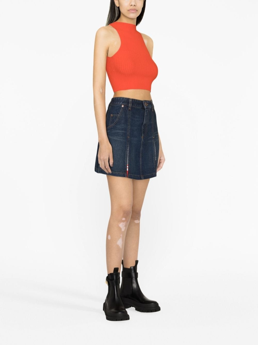 pleated denim skirt - 4