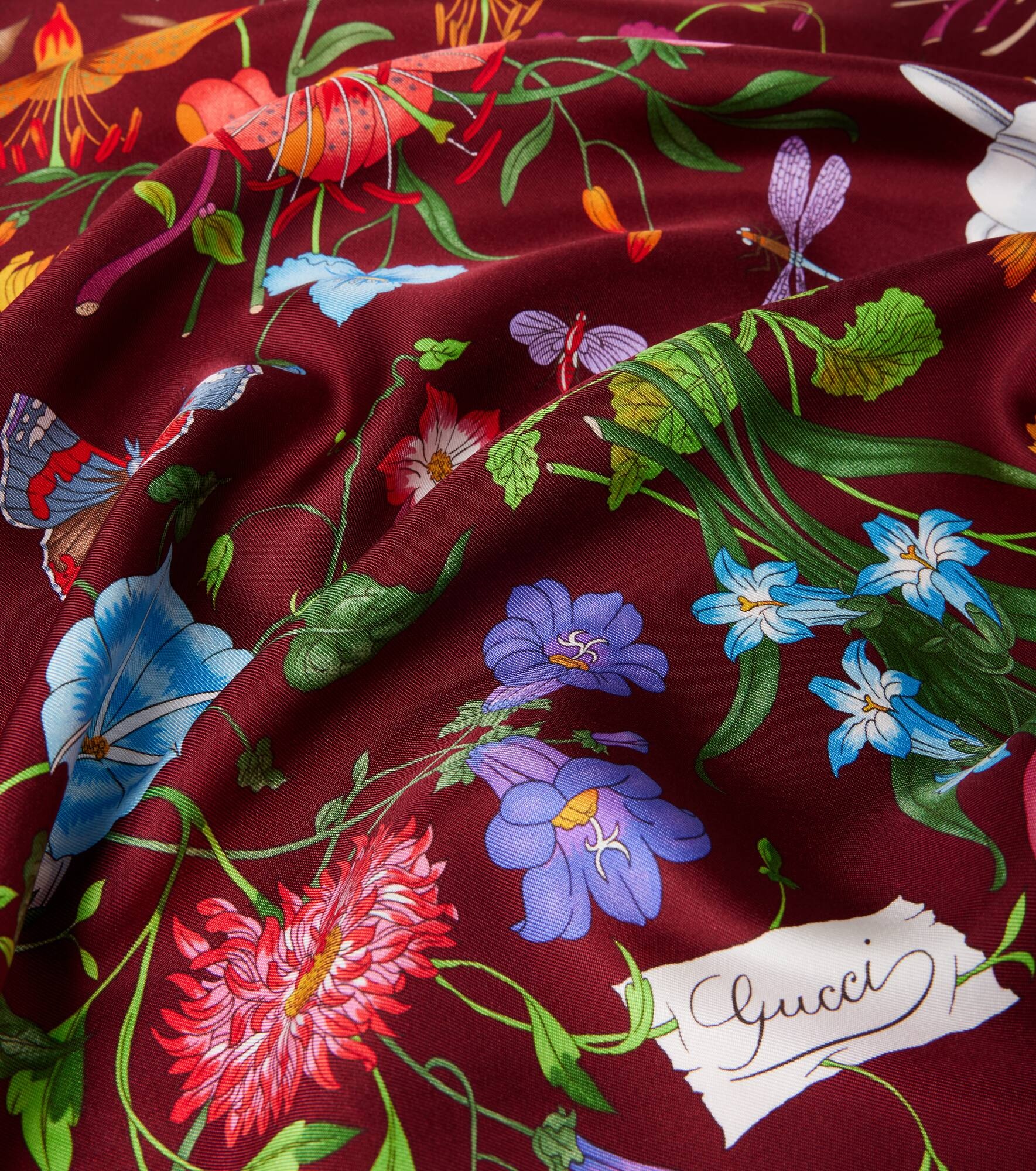 Floral silk twill scarf - 4