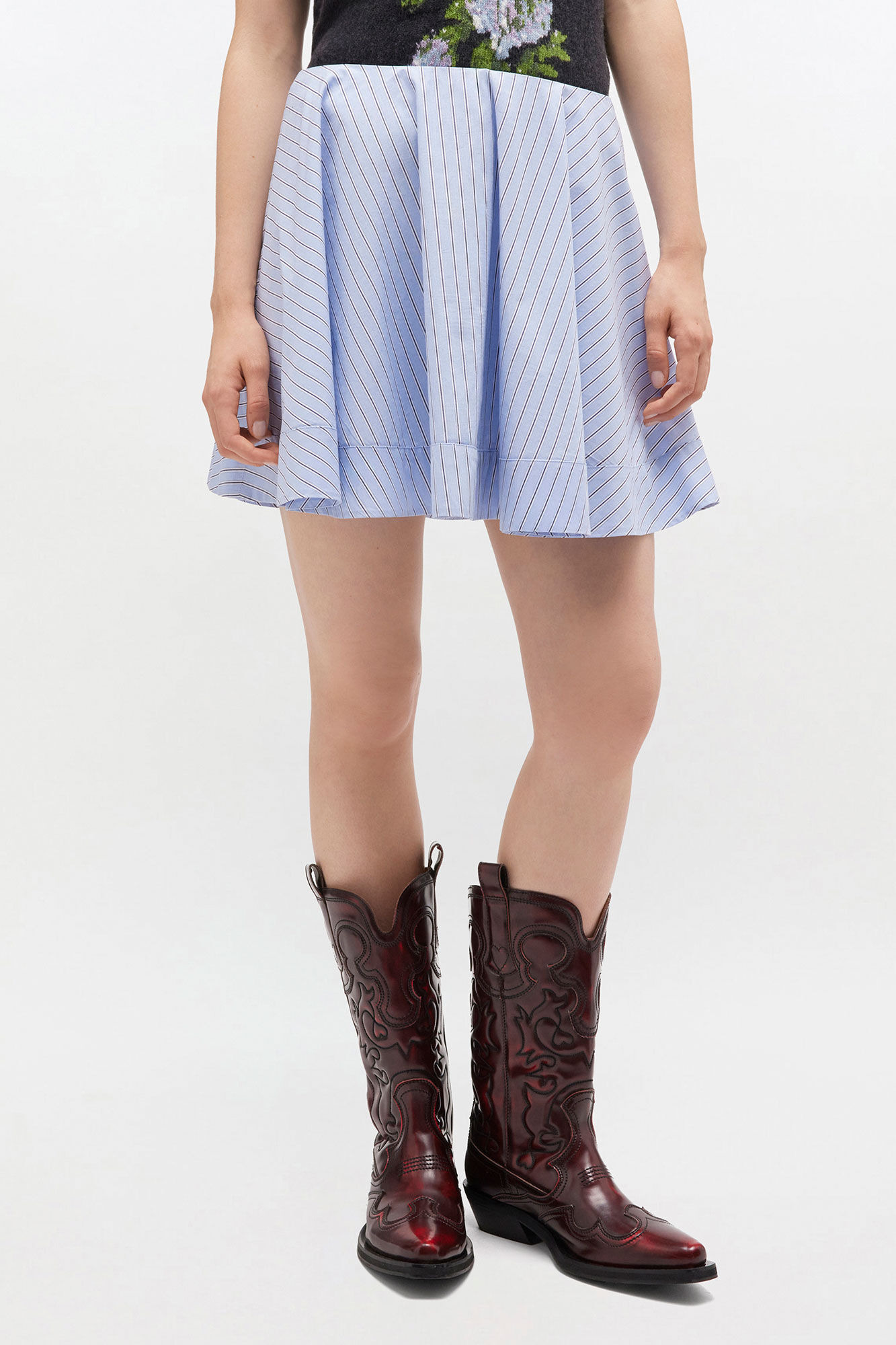 BLUE STRIPE MINI CIRCLE SKIRT - 3