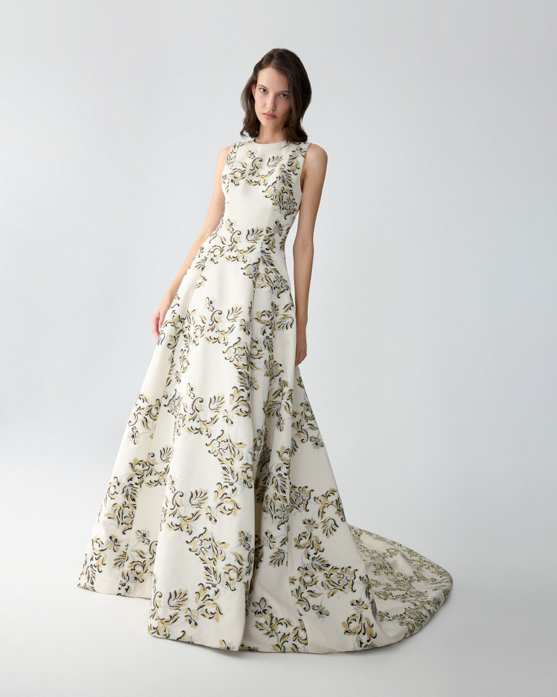 Lurex Trellis Jacquard Ball Gown 4