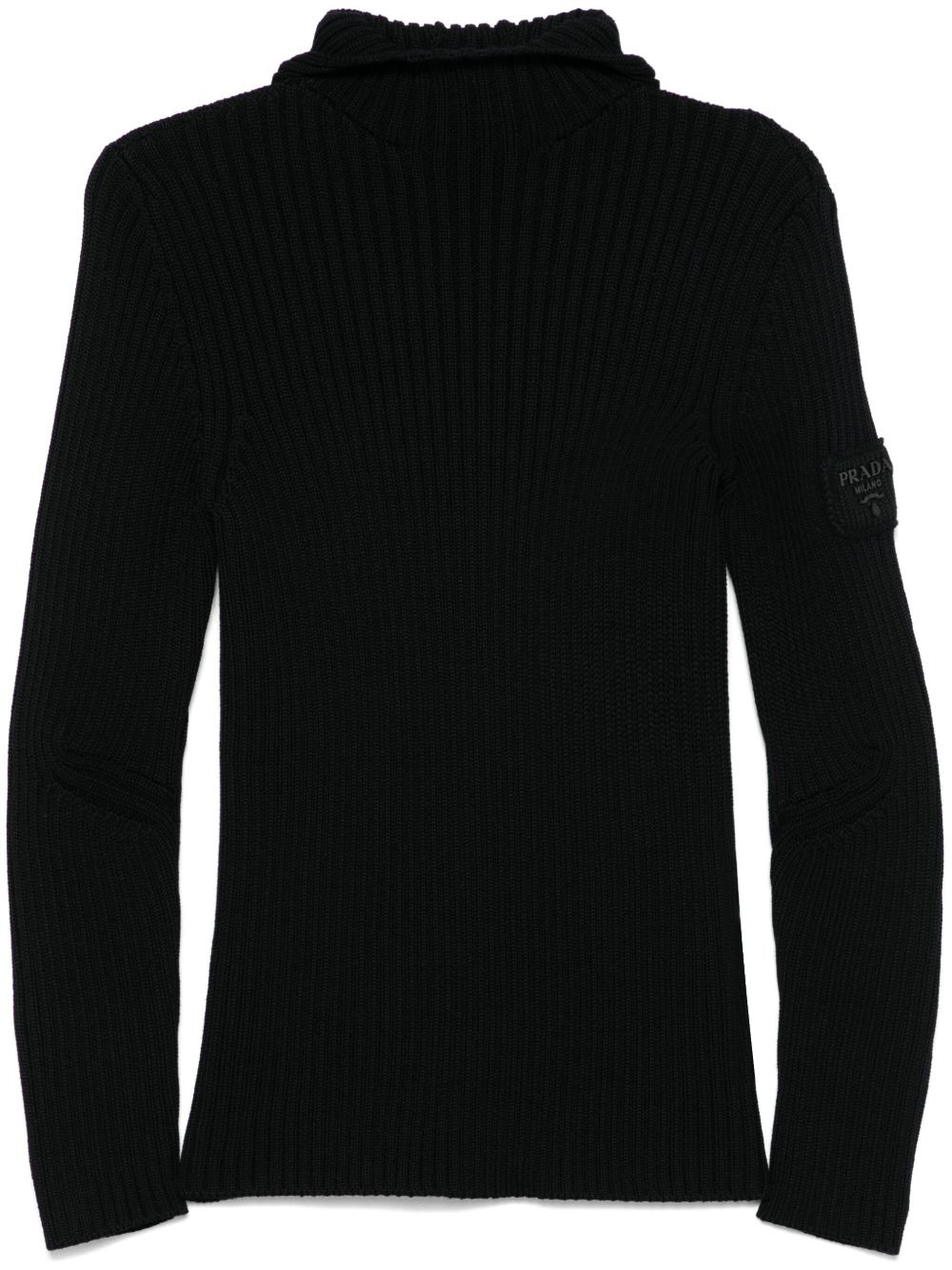 ribbed-knit hoodie - 1