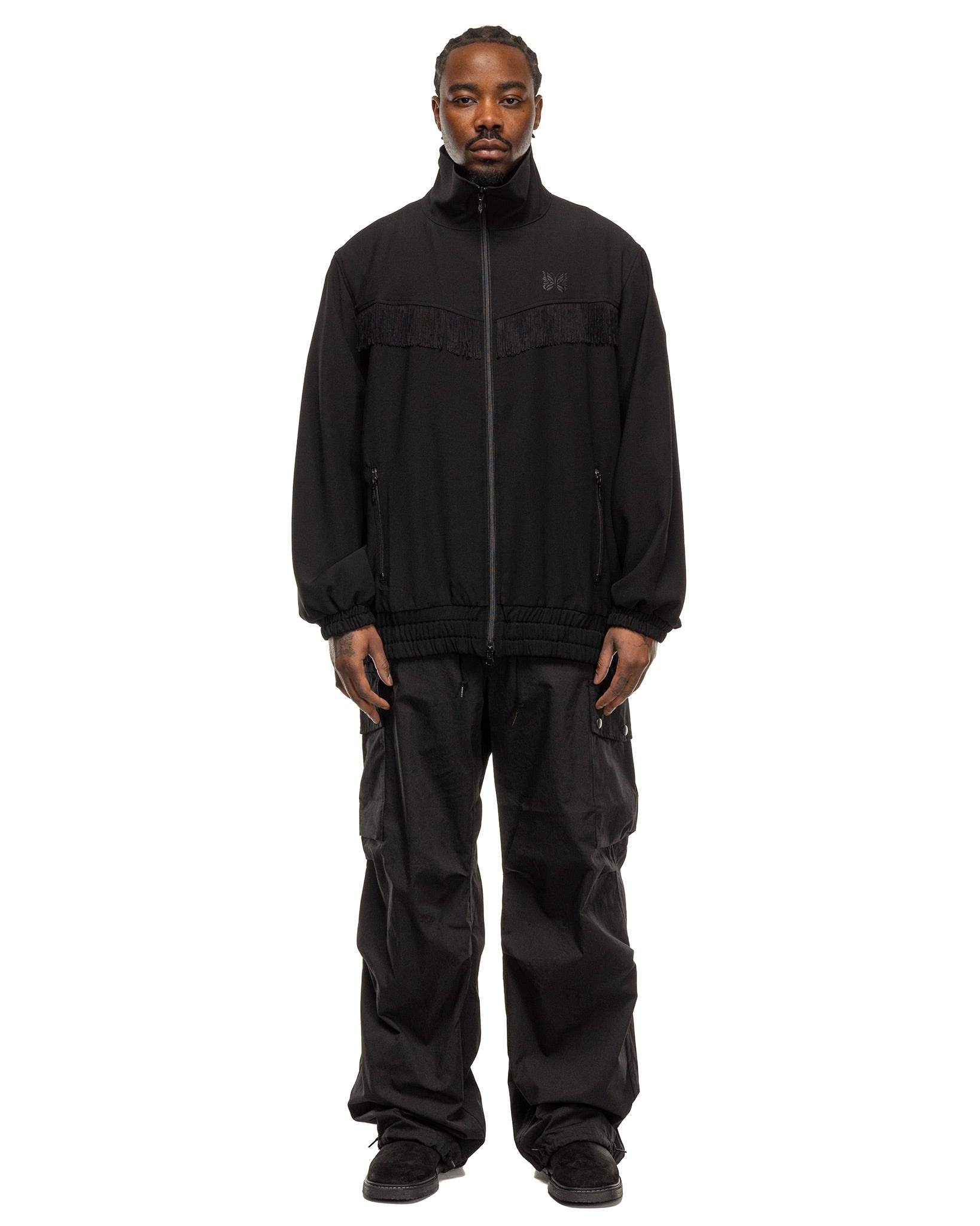 NEEDLES Fringe Track Jacket - Poly Kersey Black | havenshop